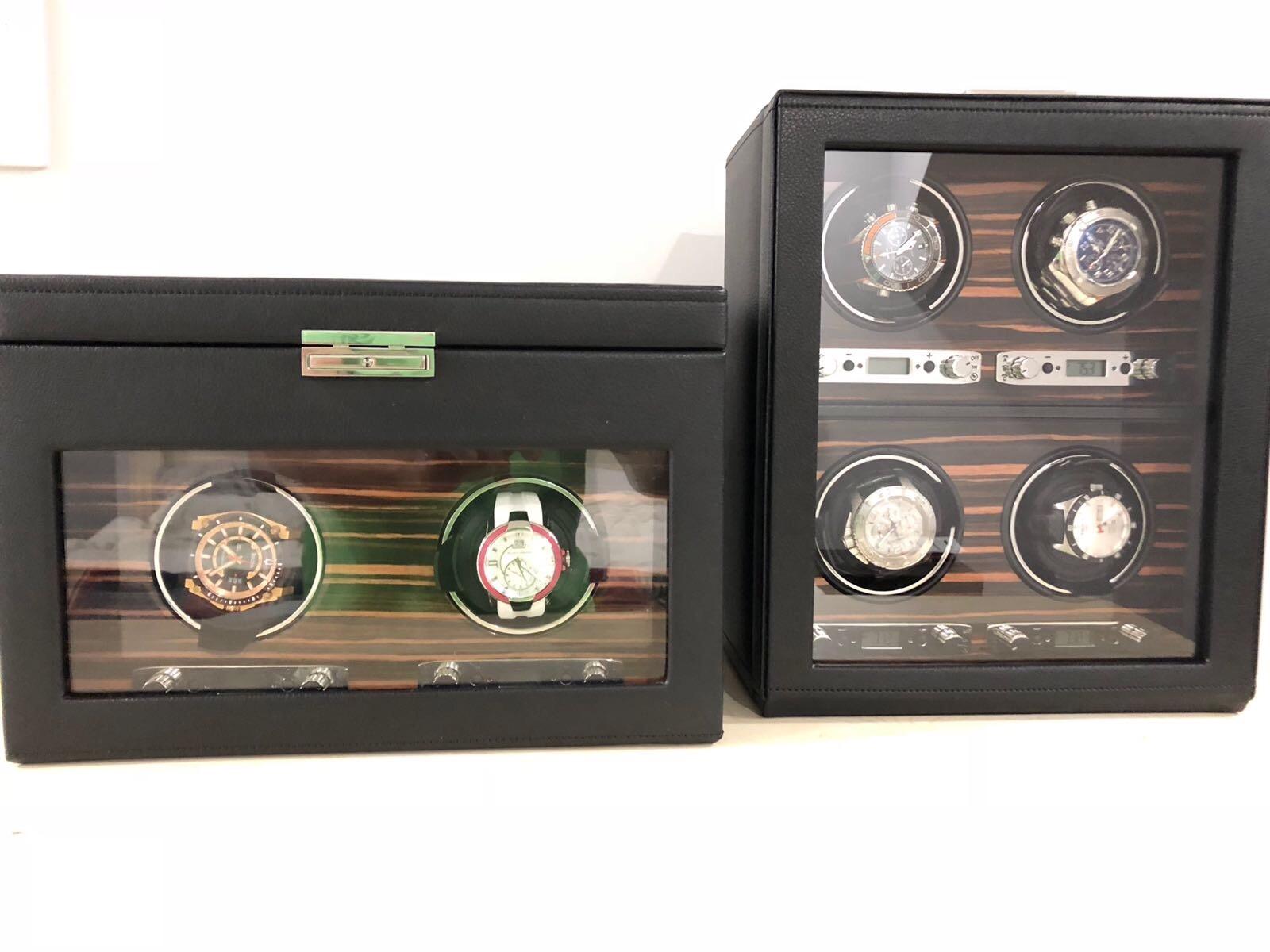 Wolf Roadster Watch Winder with Glass Cover, Black - Secure Fit with Patented Lock-in Dynamic Cuff - Accommodates All Wrist Sizes - Vegan Leather - Includes Universal Adapter customer photo 1