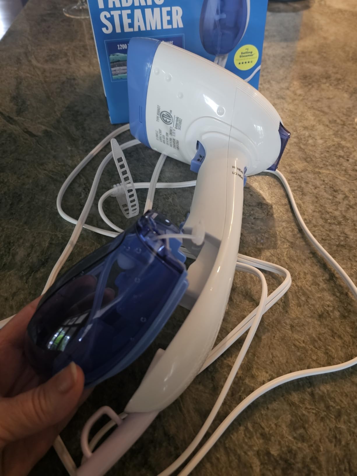 Conair Handheld Garment Steamer for Clothes, ExtremeSteam 1200W, Portable Handheld Design, White/Blue customer photo 2