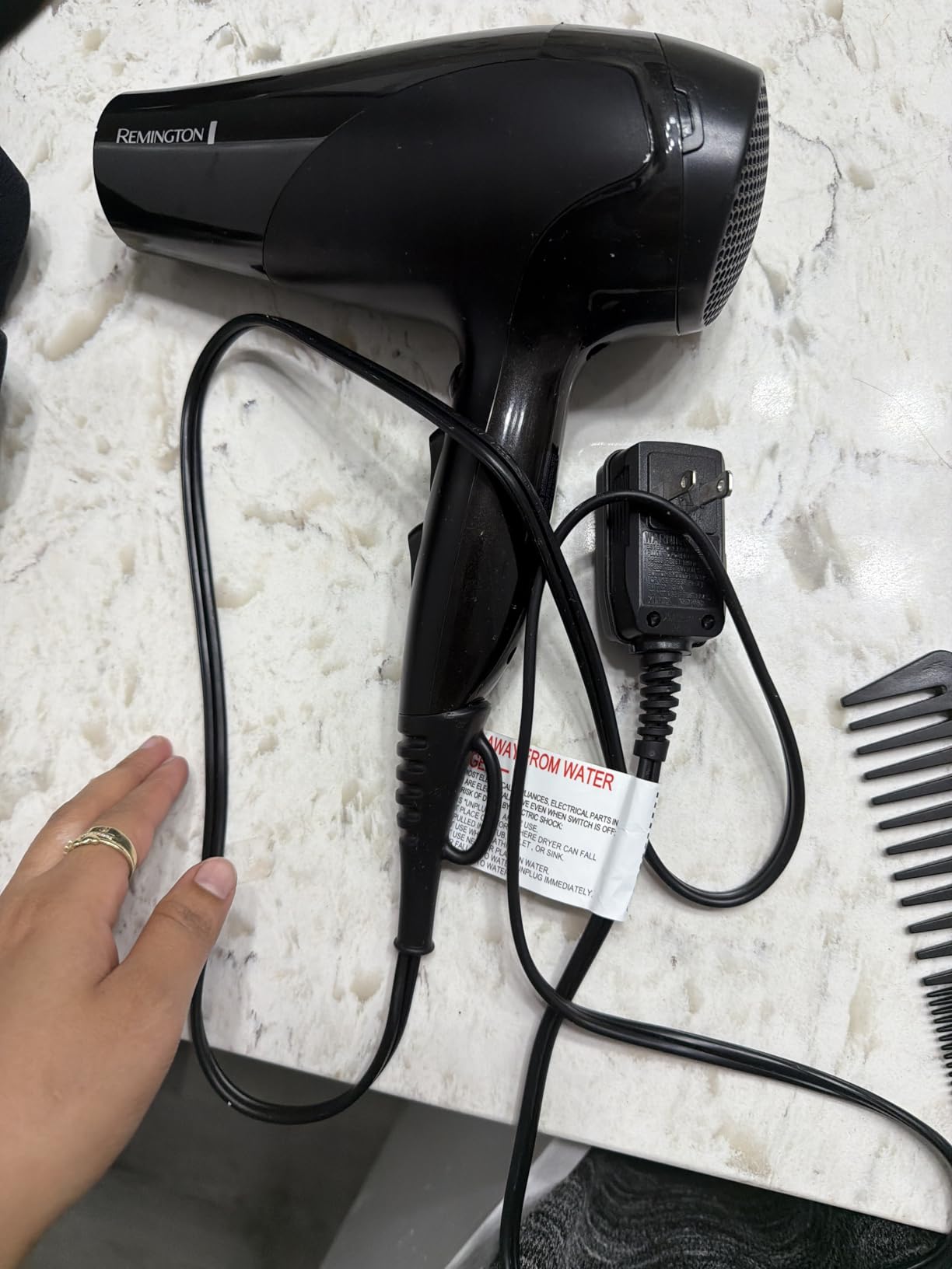 Remington Damage Protection Hair Dryer with Ceramic Ionic Tourmaline Technology, Black, Diffuser and Concentrator, 3 Piece Set customer photo 1