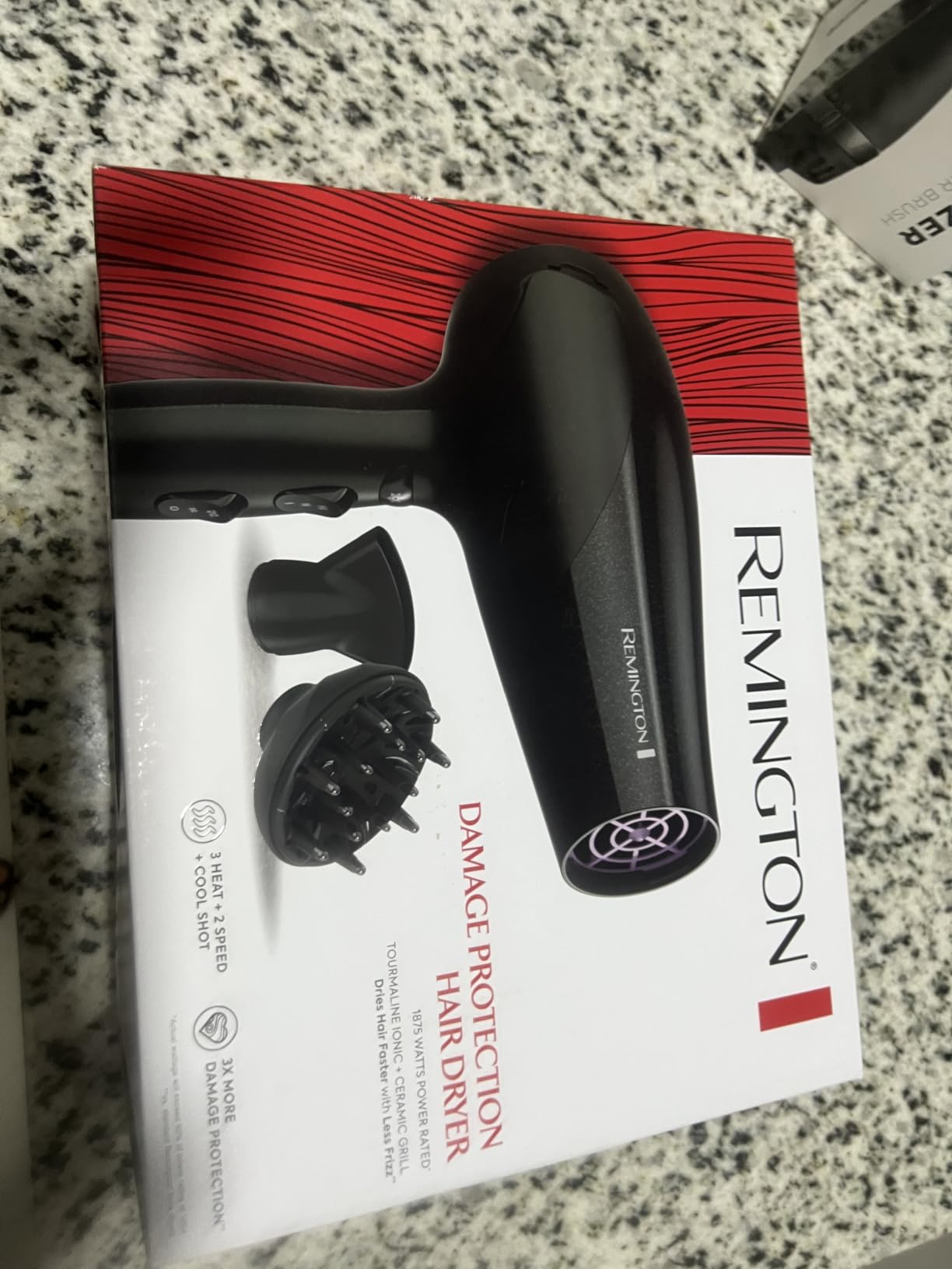 Remington Damage Protection Hair Dryer with Ceramic Ionic Tourmaline Technology, Black, Diffuser and Concentrator, 3 Piece Set customer photo 2