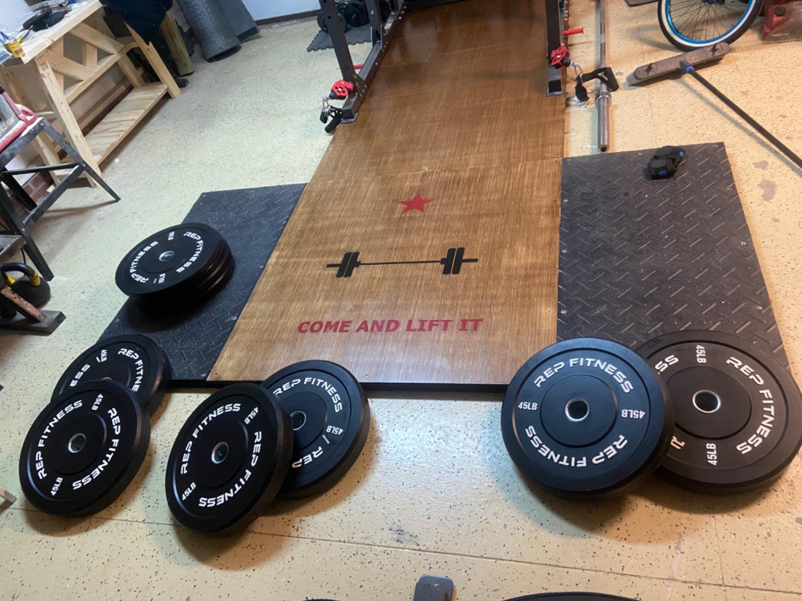 REP Fitness Rubber Bumper Plates, Olympic Standard Weights, Shock Absorbing Low Bounce Design for Home Gyms customer photo 1
