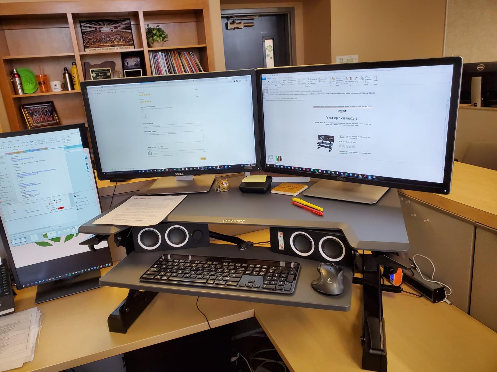 Ergotron WorkFit-TL Standing Desk Converter, Dual Monitor Sit Stand Desk Riser for Tabletops, 37.5 Inch Width, Black customer photo 2