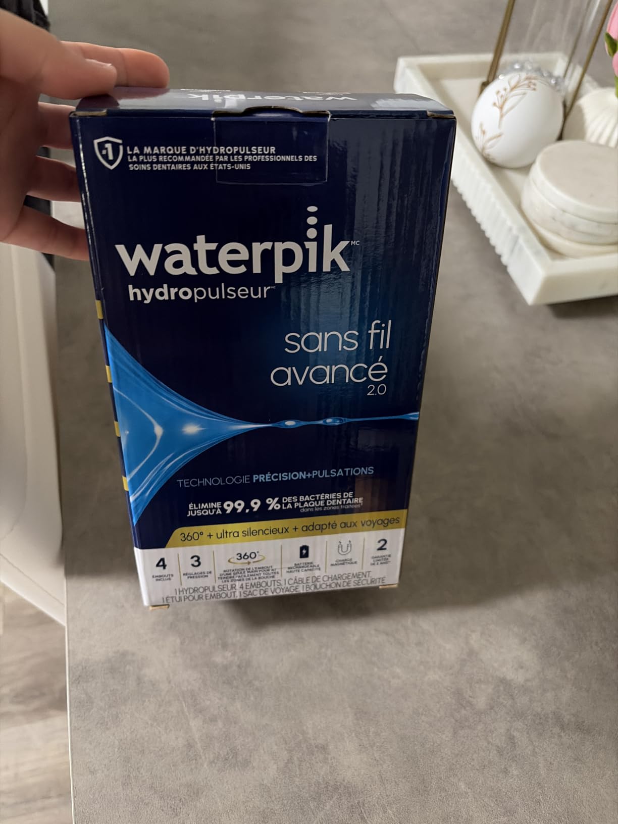 Waterpik Cordless Advanced 2.0 Water Flosser For Teeth, Gums, Braces, Dental Care With Travel Bag and 4 Tips, ADA Accepted, Rechargeable, Portable, and Waterproof, White WP-580, Packaging May Vary customer photo 2