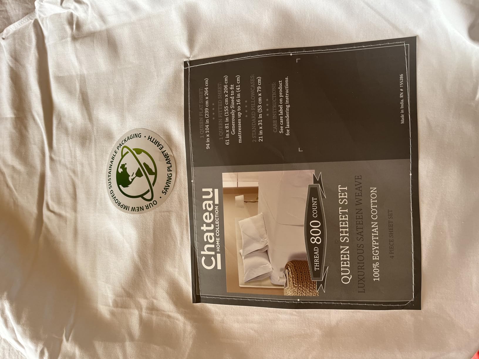 800 Thread Count Queen Sheet Set, 100% Egyptian Cotton Sheets Queen Size Bed Set, Silky Sateen Weave White Sheets, Buttery Soft Durable Hotel Luxury Bed Sheets with 15
