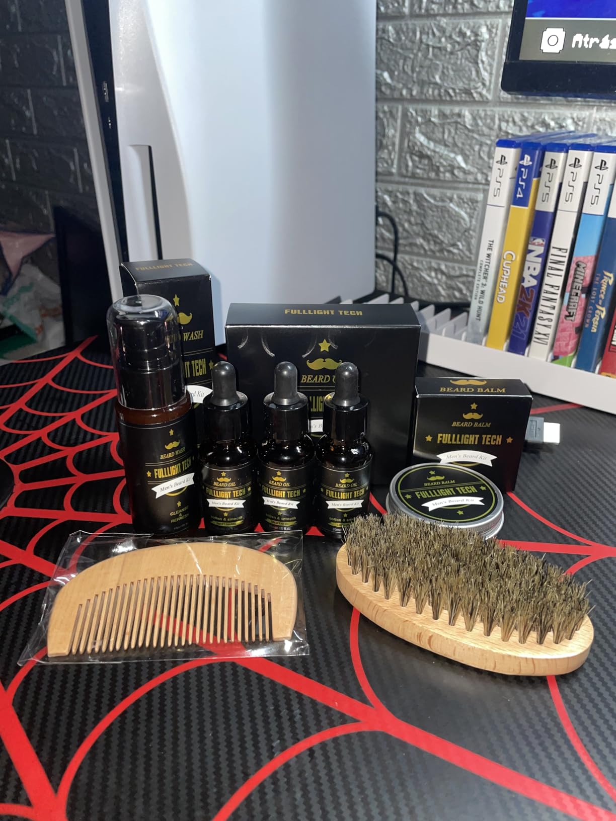 Beard Kit for Men Grooming & Care W/3 Pack Beard Oil, Wash, Balm, Comb, Brush, Scissors,Anniversary Valentines Birthday Fathers Gifts Idea for Husband Him Boyfriend Dad Men Christmas Stocking Stuffers customer photo 1