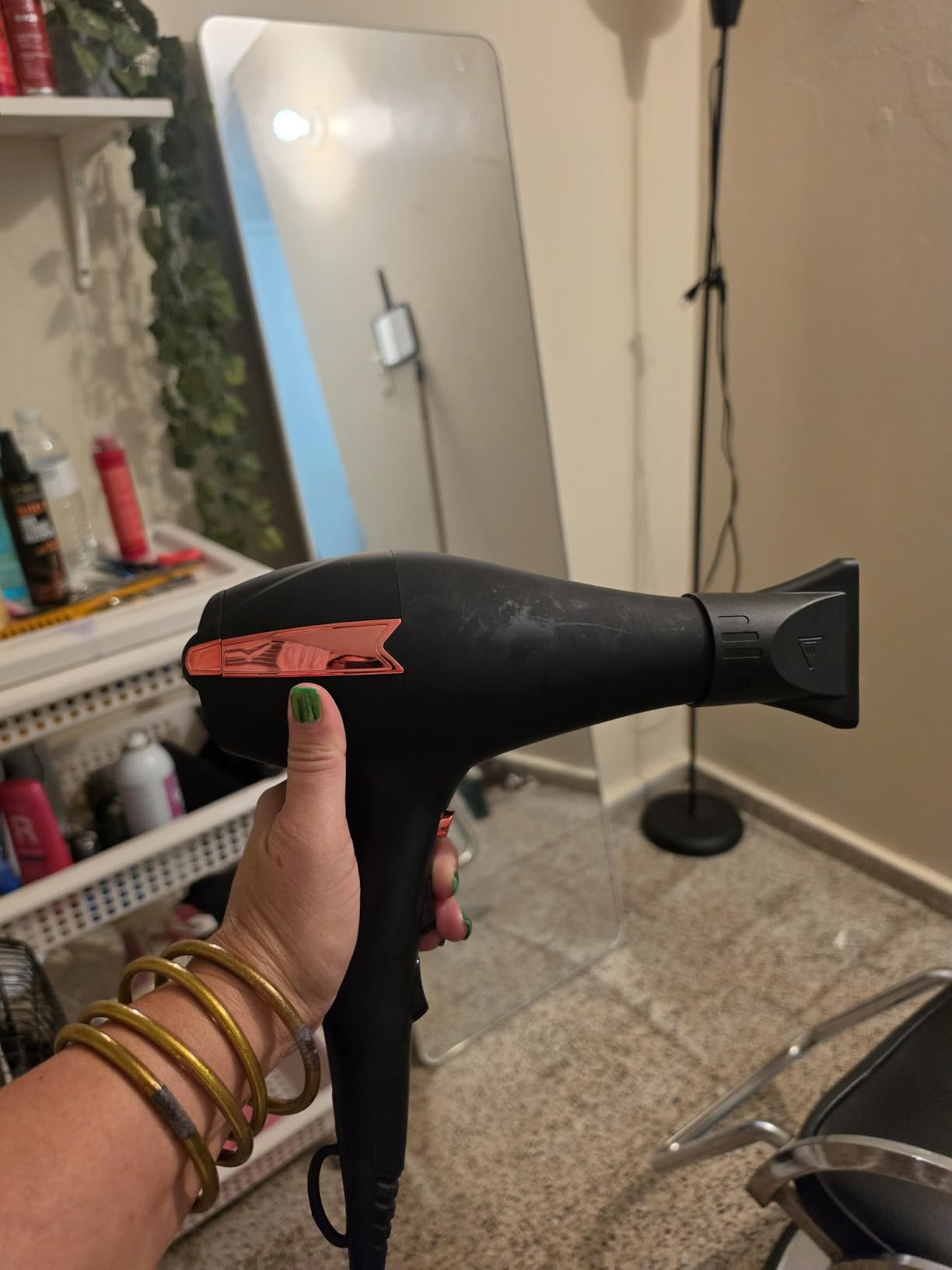 TREZORO Professional Hair Dryer, Ionic Ceramic Tourmaline Technology, 2000W Fast Quiet Drying, with Narrow & Wide Concentrator Nozzles, 3 Heat & 2 Speed Settings, Cool Shot Button, Black customer photo 2