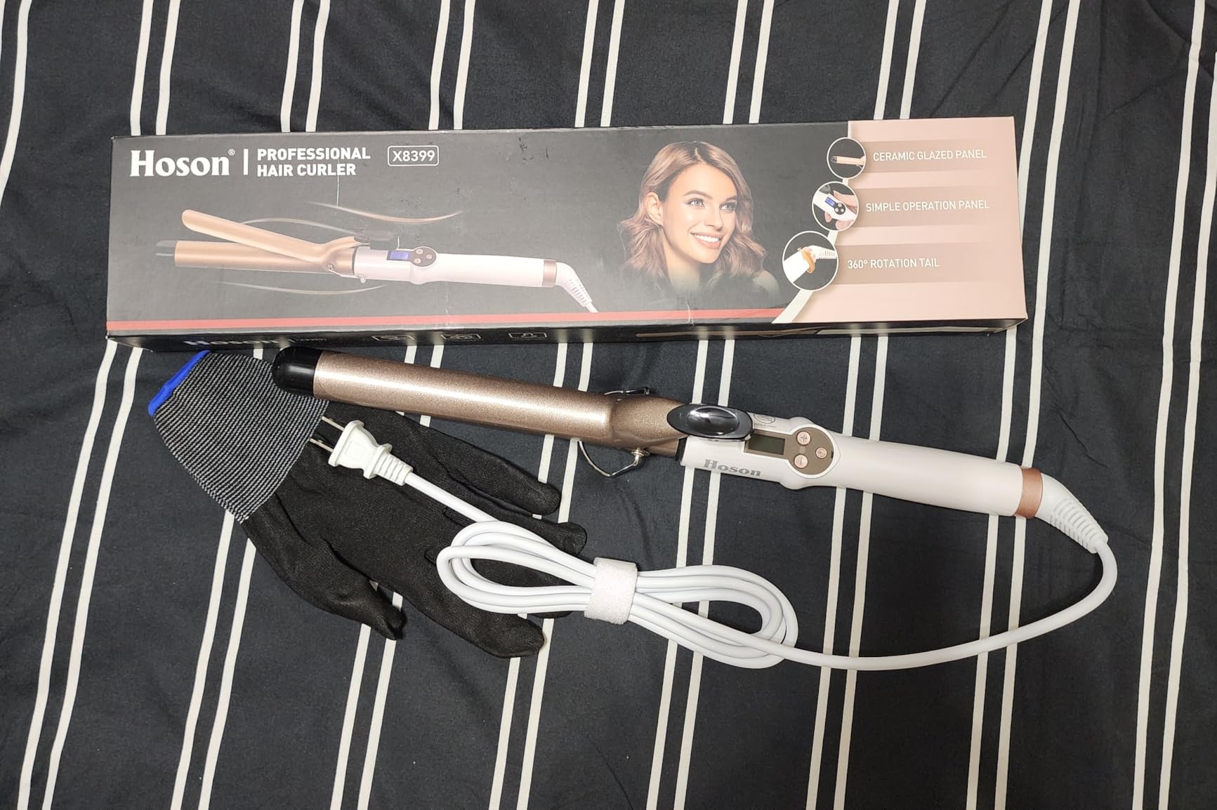 Hoson 1 Inch Curling Iron Professional Ceramic Tourmaline Coating Barrel Hair Curler, LCD Display with 9 Heat Setting (225F to 450F) for All Hair Types, Glove Included customer photo 2