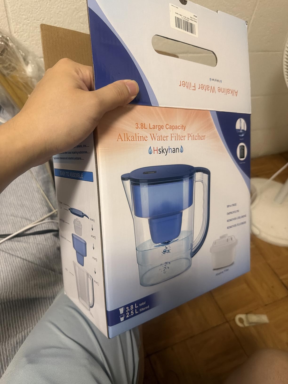 Hskyhan Alkaline Water Filter Pitcher - 3.5 Liters Improve PH, 2 Filters Included, BPA Free, 7 Stage Filteration System to Purify, Blue customer photo 1