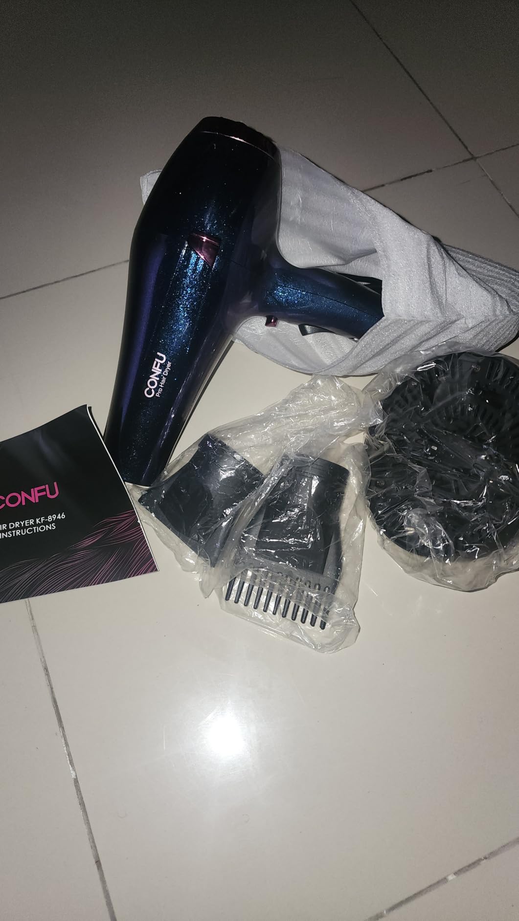 CONFU Hair Dryer Pro, Professional Ionic Salon Blow Dryer with Diffuser for Women and Men, 5X Fast Drying, Powerful and Quiet Hair Blow Dryer for Fast & Easy Styling (1875 Watts) customer photo 2