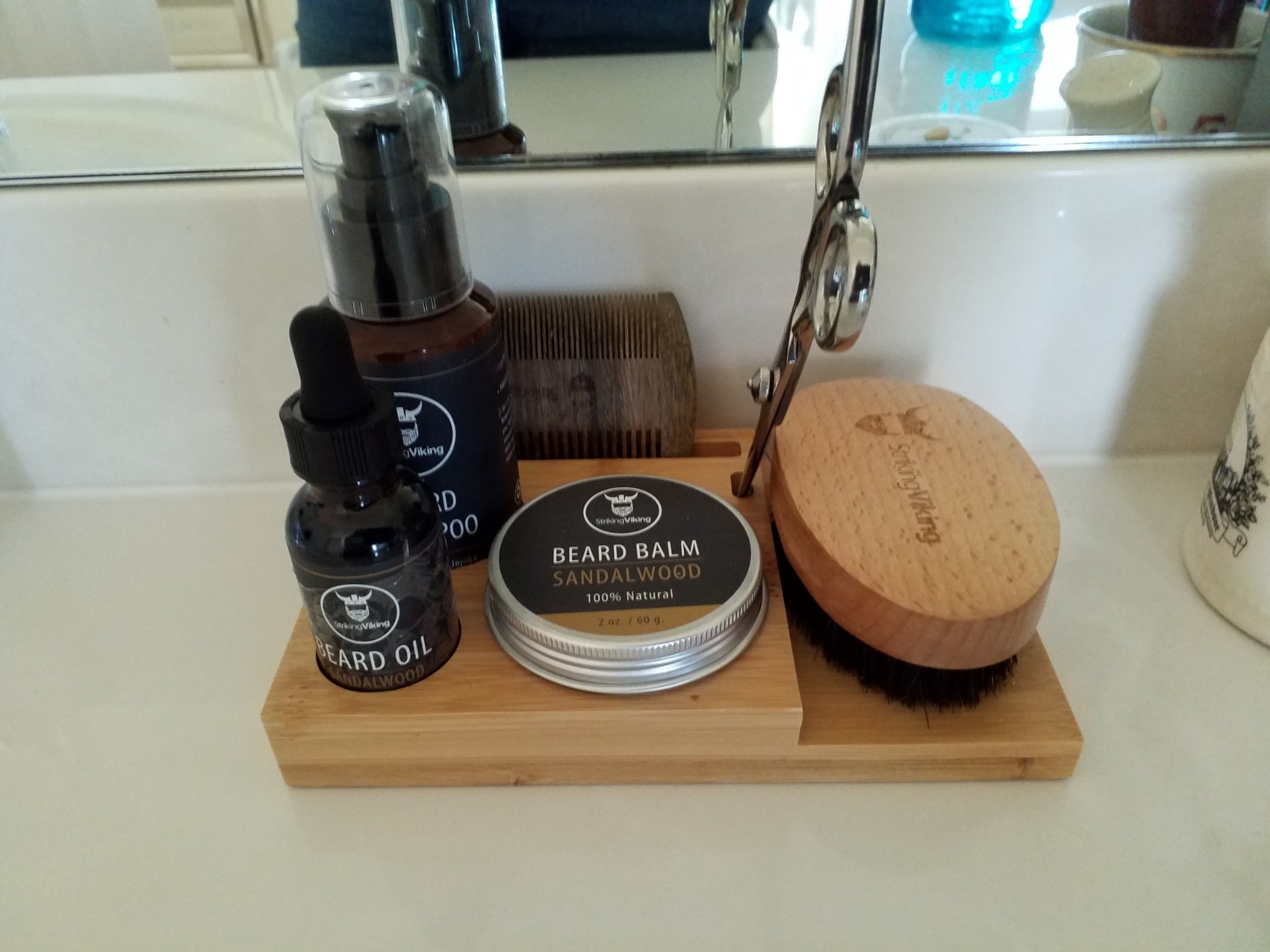 Striking Viking Grooming Kit - Premium Care Products for Men with Beard Shampoo, Oil, Balm Butter, Brush, Wooden Comb, Mustache Scissors & Toiletry Bag customer photo 2