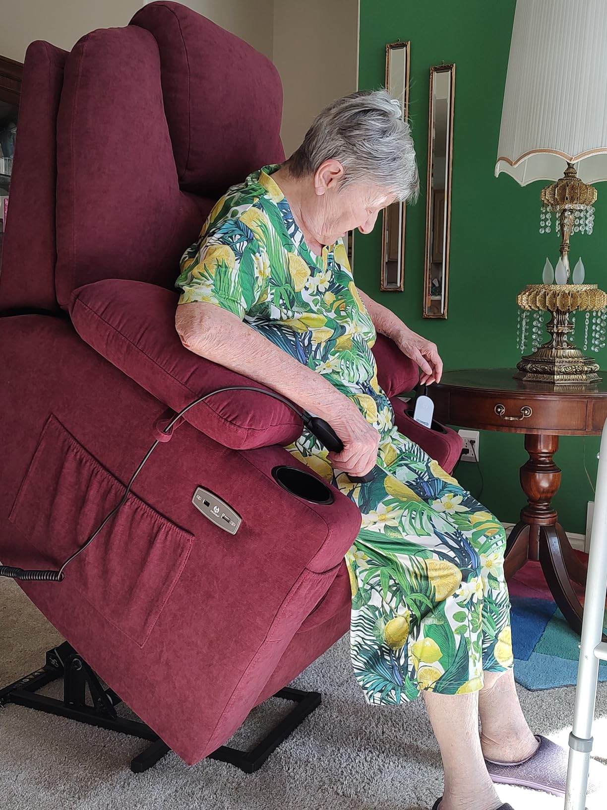 MCombo Power Lift Recliner Chair for Elderly, Lift Chair with Heat and Massage, FSC Certified, USB&Type C Ports, Cup Holders, Fabric 7040 (Medium, Gray) customer photo 2