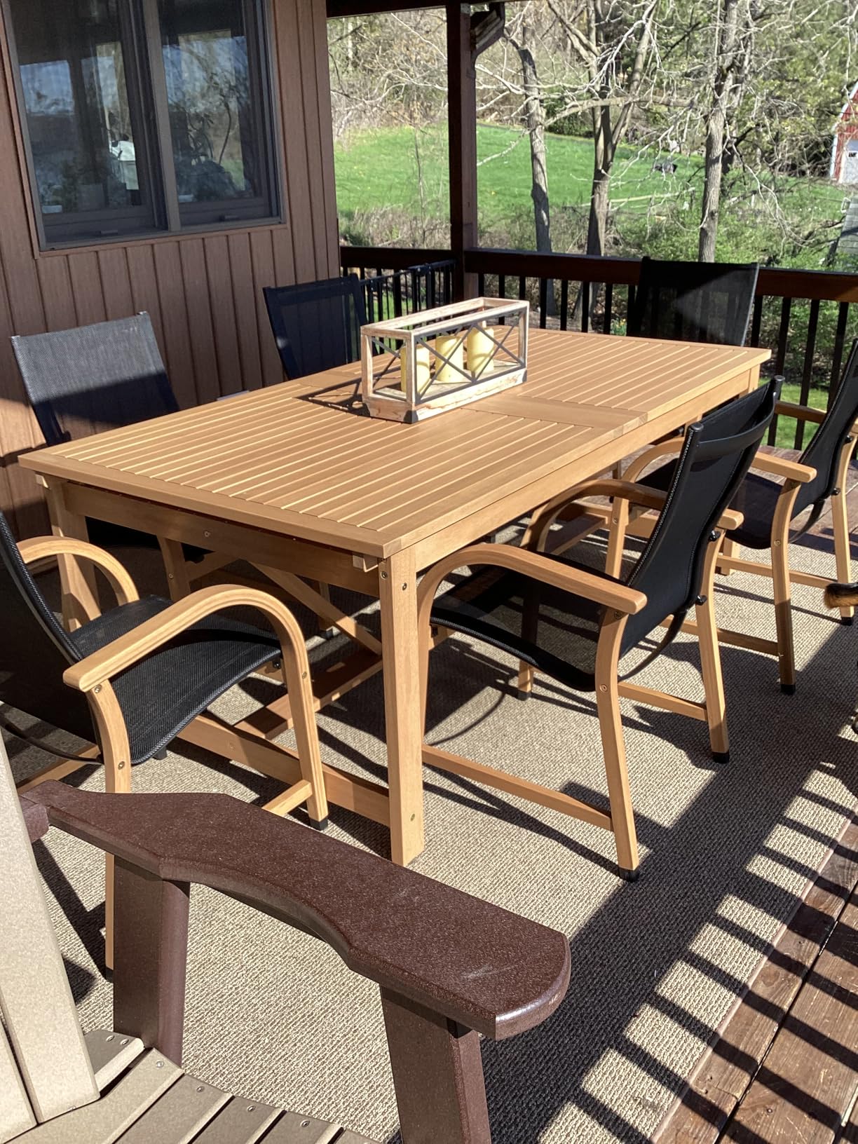 Amazonia Franklin 9-Piece Rectangular Extendable Patio Dining Set Teak Finish and Weather-Net Technology Ideal for Outdoors and Indoors customer photo 1