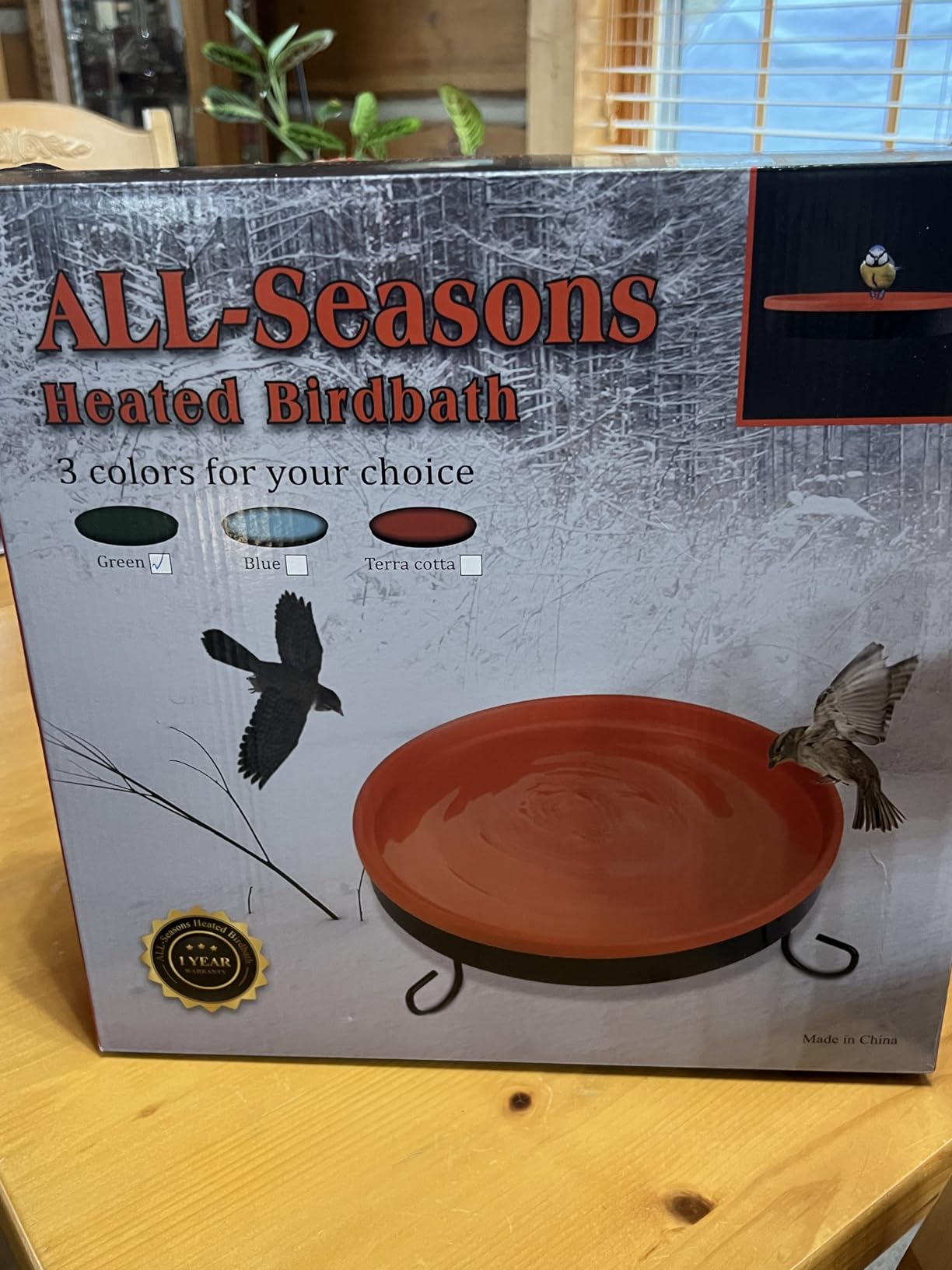 Heated Bird Bath for Outdoors for Winter, 3 Easy Ways to Mount Detachable Bird Bath Bowl, 75W Heated Bird Baths with Thermostatically Controlled for Garden Yard Patio Lawn, Blue customer photo 1