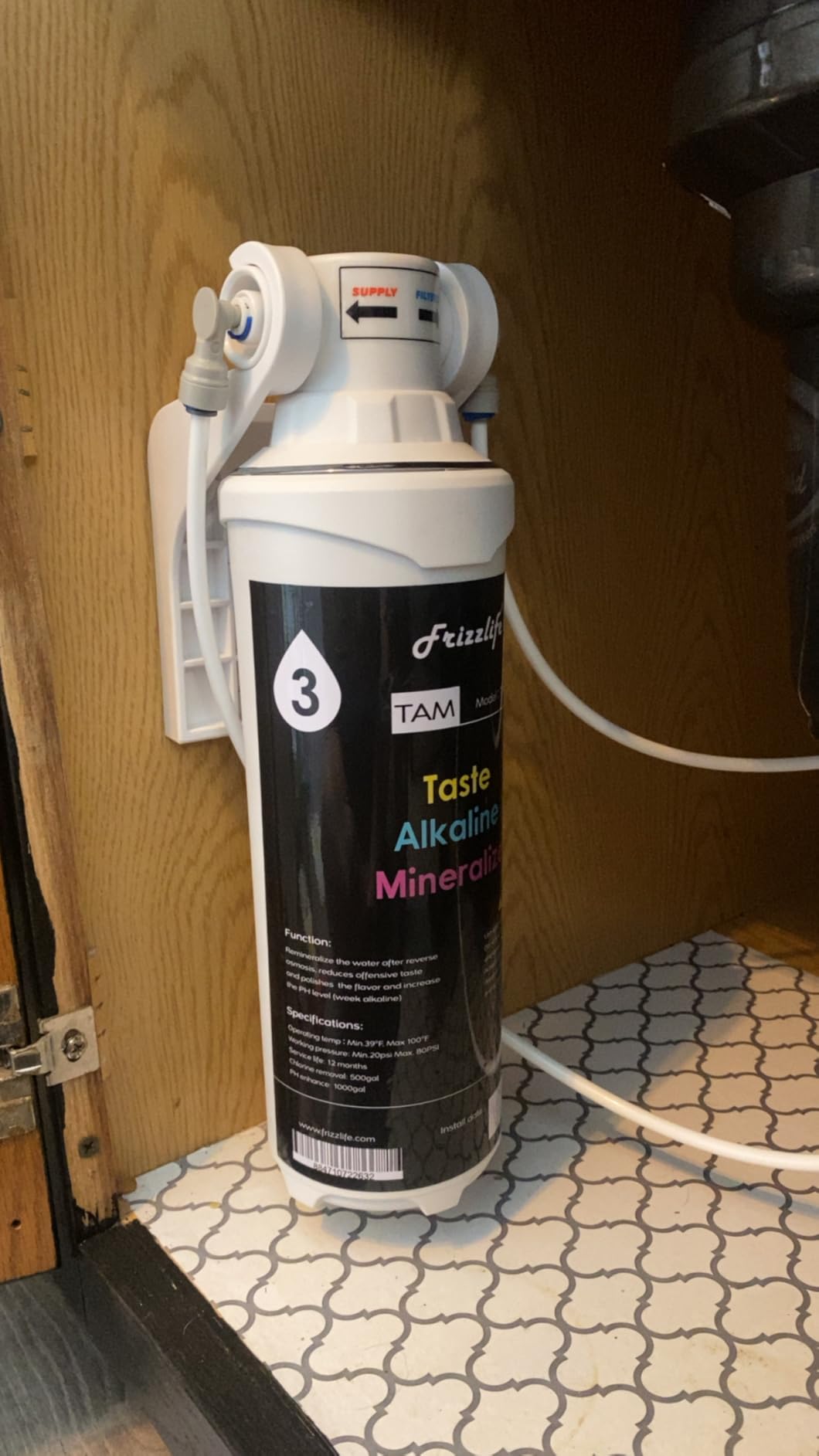 Frizzlife Reverse Osmosis Water Filter - Alkaline Mineral pH+, NSF/ASNI 58&53&42&372 Standard, 600GPD Tankless RO Reverse Osmosis System, Under Sink, 2:1 Pure to Drain, Reduce FPAS/PFOA, PD600-TAM3 customer photo 2