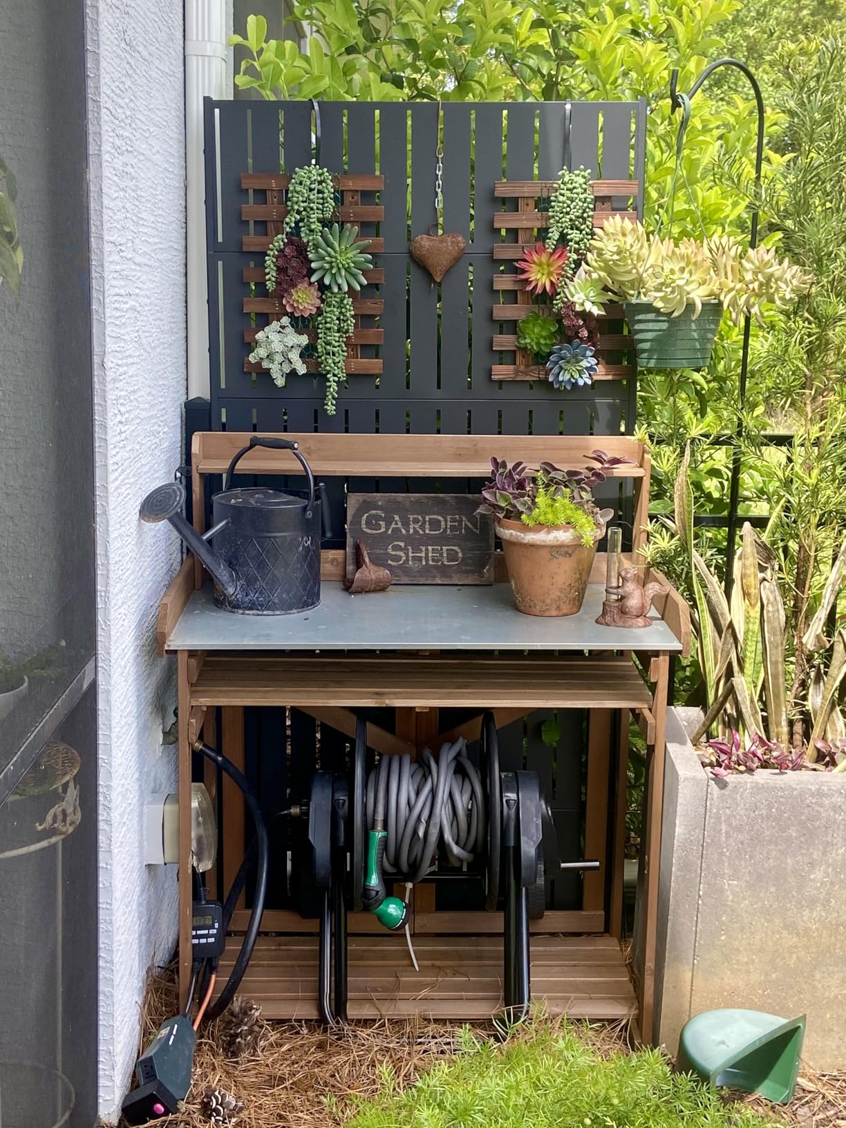 ShopLaLa Wall Planter - 2 Pack, Wooden Hanging Large Planters for Indoor Outdoor Plants, Live Vertical Garden, Plant Wall Mount Flower Pot Holder Hanger Stand Green Herb Wall Decor 47.2