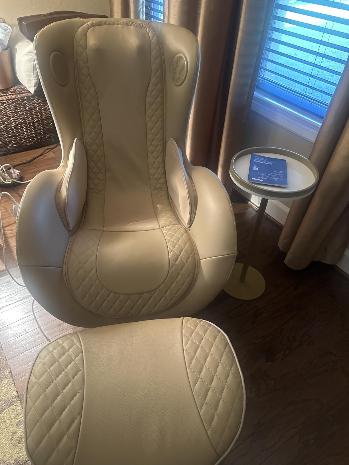 NOUHAUS Heated Classic Massage Chair Full Body and Spot Massaging Recliner with Ottoman, Bluetooth Speaker, in-Chair Charger, Portable Shiatsu Body Massager Chair (Caramel, Leather) customer photo 1
