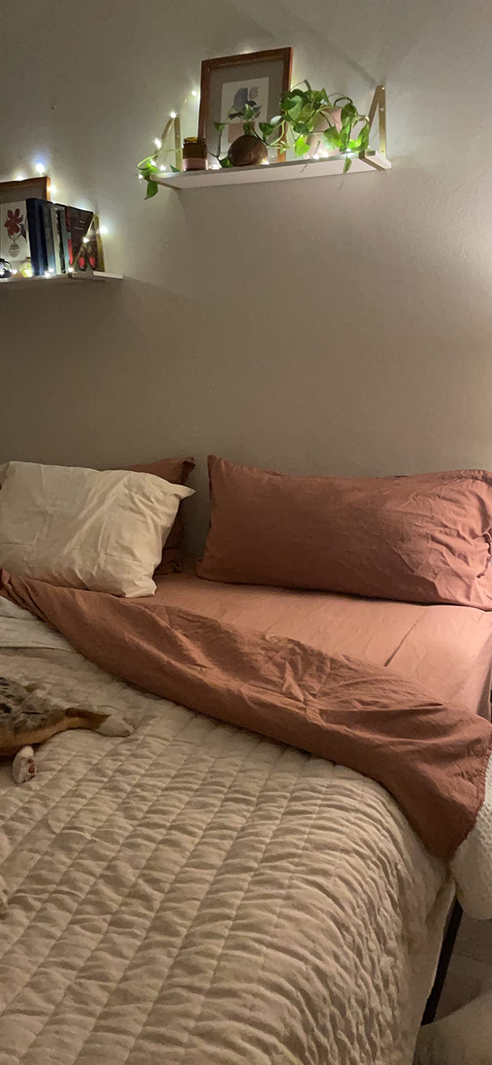 PANDATEX Beige Linen-Textured Bed Sheets Set, Bamboo Rayon, Cotton, Linen Blend Bed Sheets Queen Size, Soft Cool & Breathable for Hot Sleepers, Durable Natural Organic Bed 15'' Deep Pocket - 4 Piece customer photo 1