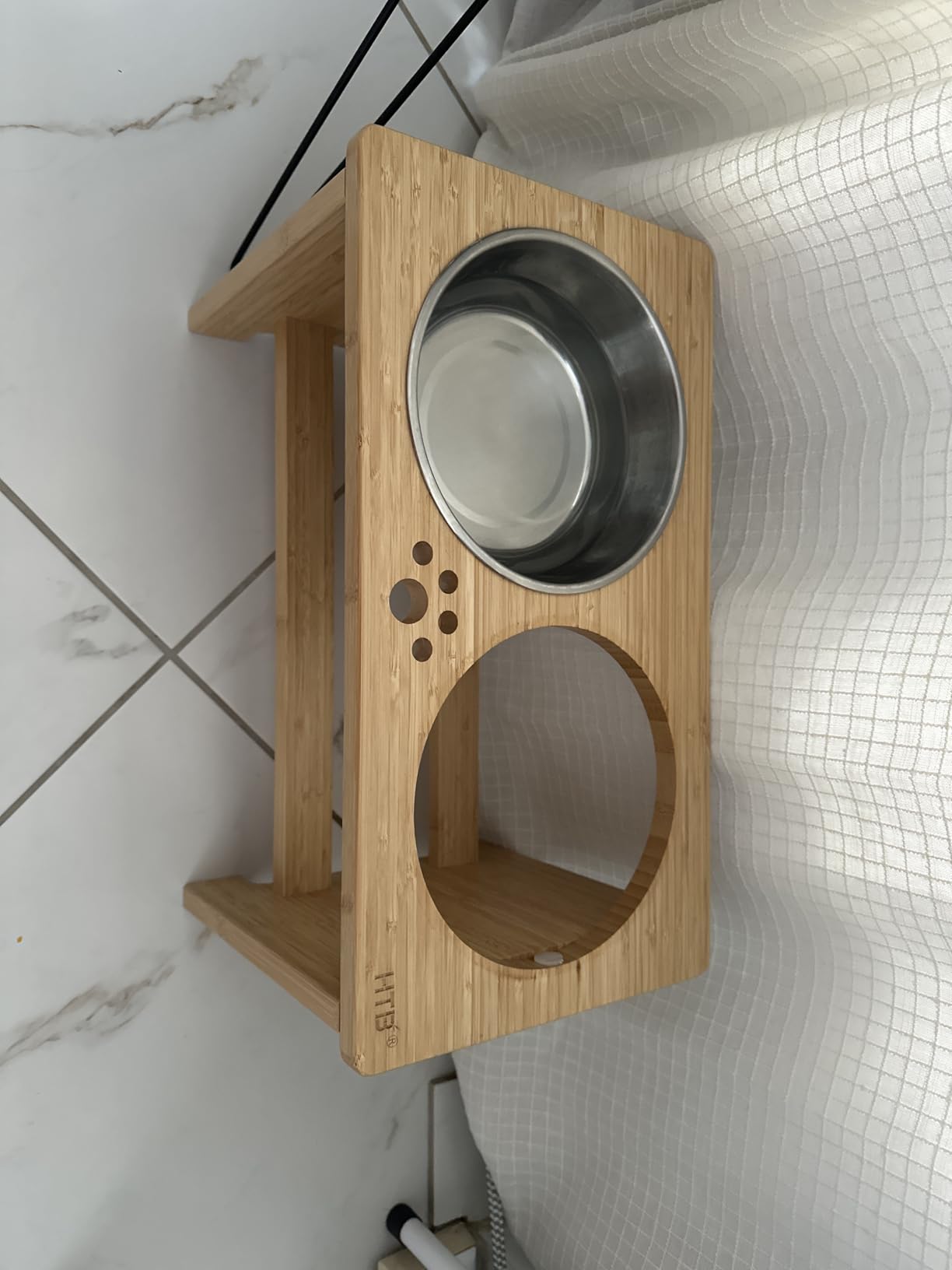 HTB Elevated Dog Bowls, Raised Dog Bowl Stand with 2 Stainless Steel Bowls, Elevated Raised Dog Bowls for Large Medium Small Sized Dogs customer photo 1