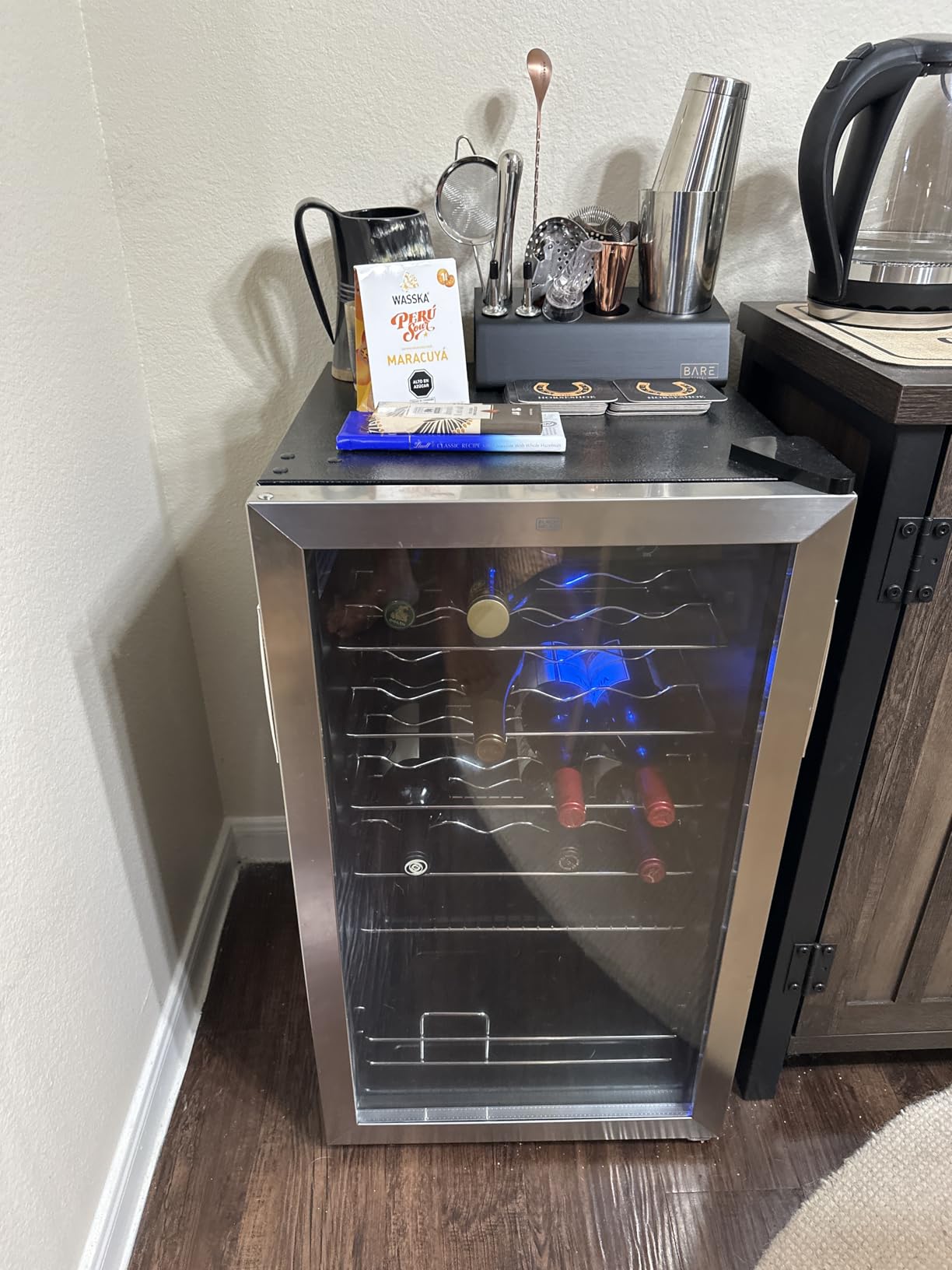BLACK+DECKER 26 Bottle Wine Fridge with Interior Light and Mechanical Temperature Control, Compressor Cooling Wine Cooler Refrigerator with 4 Wine Racks and 1 Flat Shelf, Wine Bottle Chiller customer photo 1
