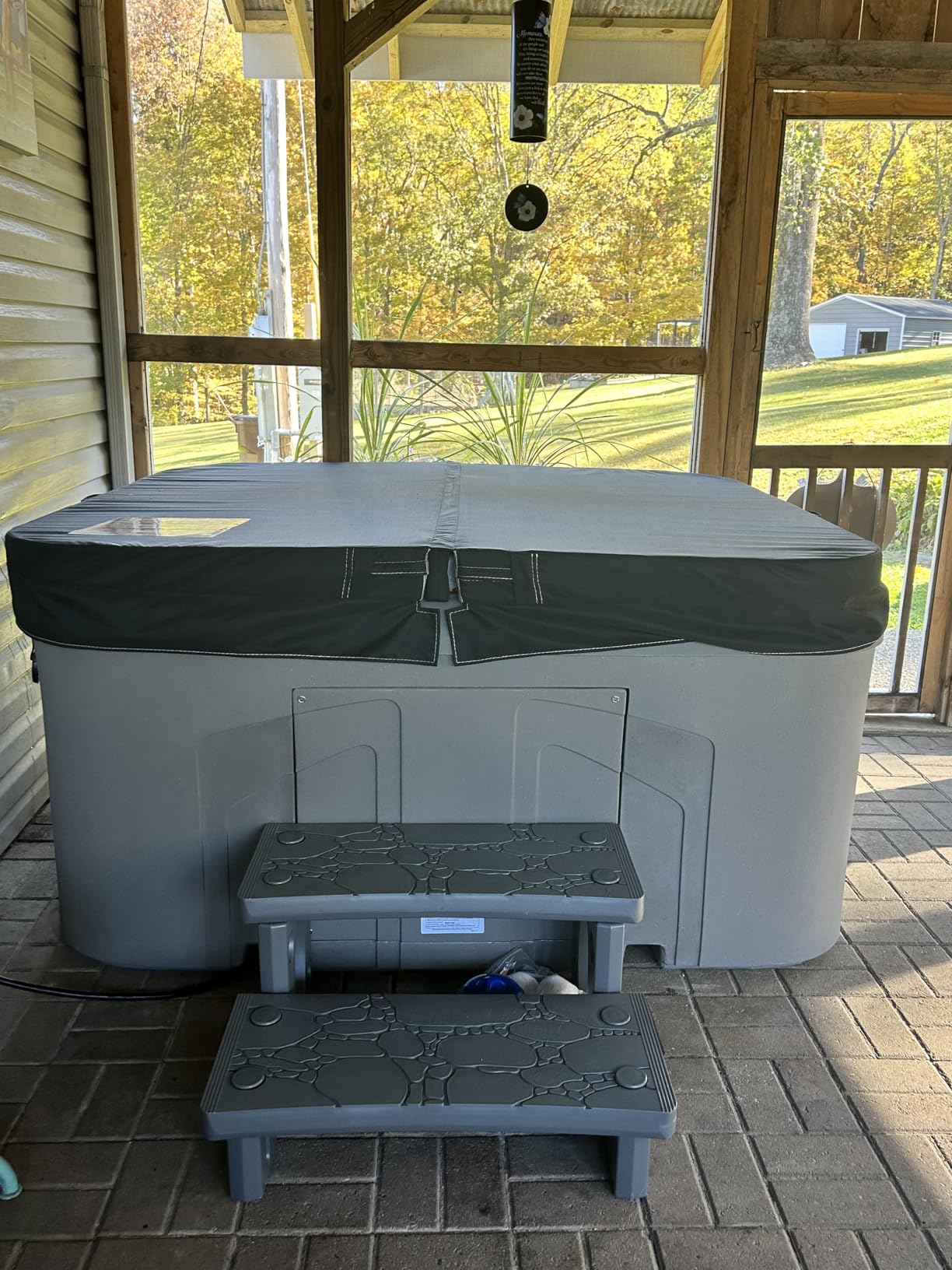 LifeSmart 4-Person Plug & Play Square Hot Tub with Thermal Cover, Taupe - Home Outdoor Backyard Spa with 13 Jets, 1.0 HP Pump, and Underwater LED Light customer photo 1