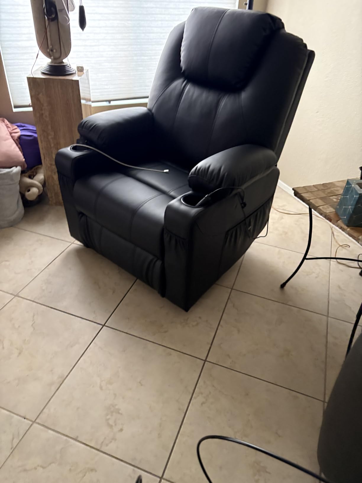 MCombo Large Power Lift Recliner Chair with Massage and Heat for Tall Elderly People, 3 Positions, Cup Holders, and USB Ports, Faux Leather 7516 (Large, Light Brown) customer photo 1