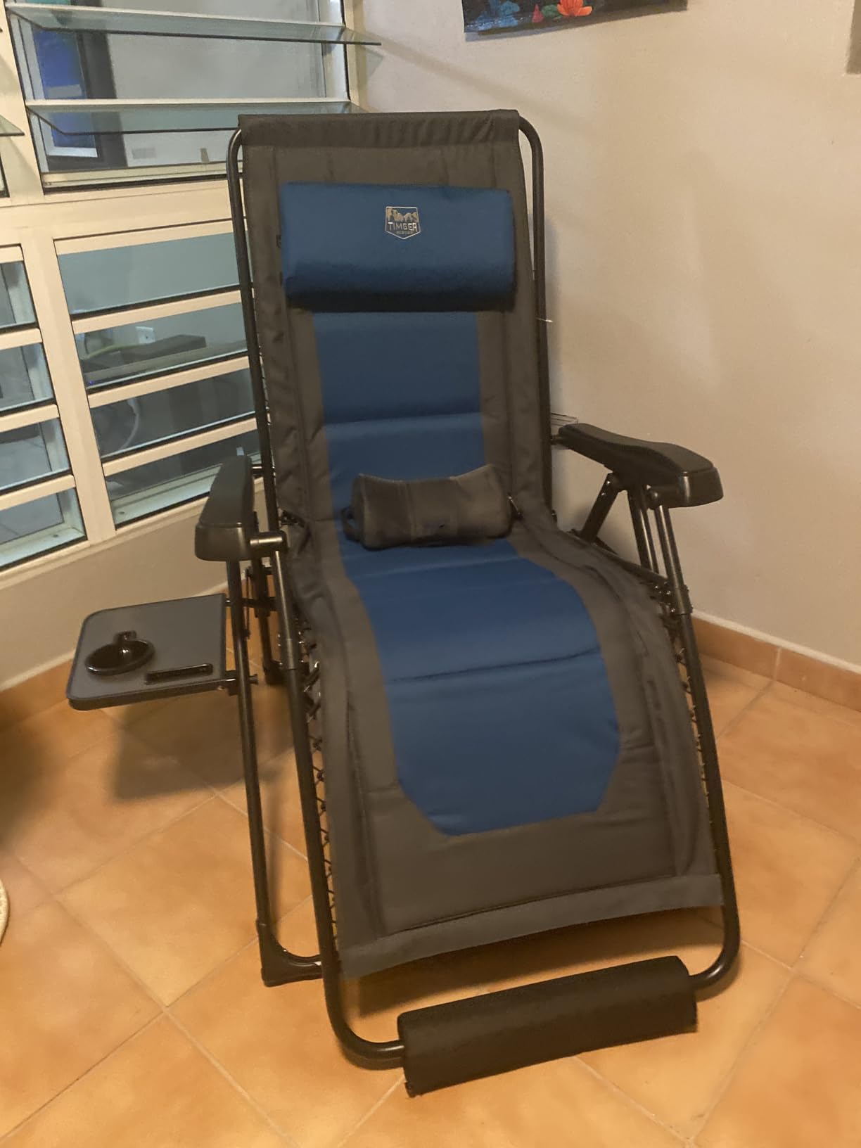 TIMBER RIDGE Zero Gravity Polyester Chair Oversized Recliner 350lbs Capacity Patio Lounge Chair Padded Lawn Chair with Headrest XXL for Outdoor, Camping, Patio, Lawn, Blue customer photo 1