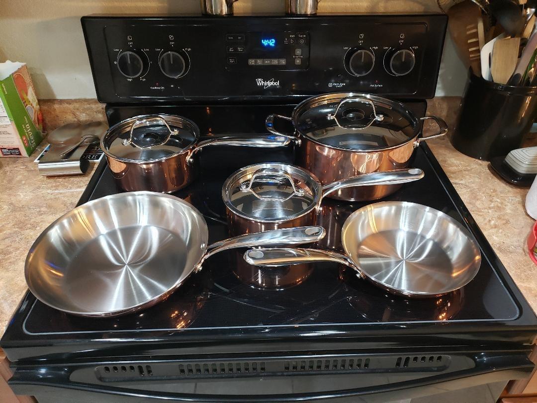 NutriChef 8 Pcs. Stainless Steel Cookware Set - Kitchenware Pots & Pans Set Stylish Kitchen Cookware w/Cast SS Handle, Tri-Ply Authentic Copper, for Saucepan, Casserole, Frying Pan, Lids - NCCW8SS customer photo 1