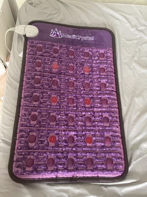MediCrystal Far Infrared Amethyst Mat - Natural Agates + Photon Red Lights - FDA Registered Manufacturer - Negative Ion - FIR Heating Pad (Pro 72