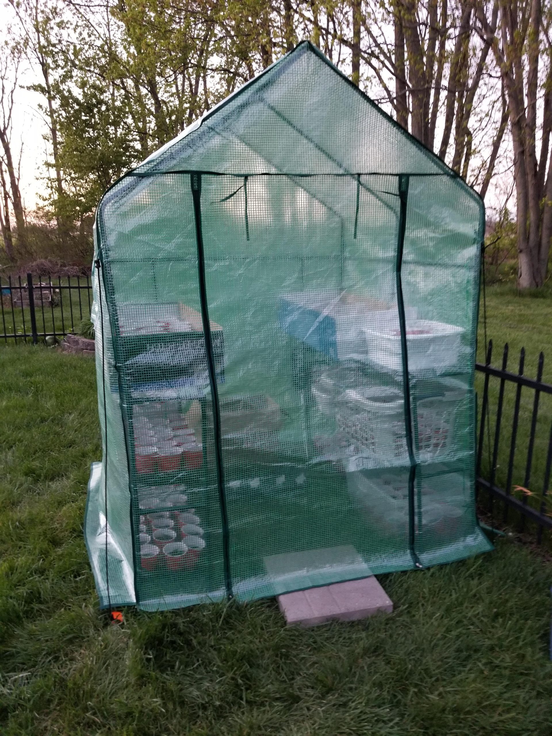 VIVOSUN Lean-to Greenhouse, 6.6' x 3.3' x 6.9' Portable Wall House with Green PE Cover and Shelf for Compact Garden 79x39x83-Inch customer photo 2