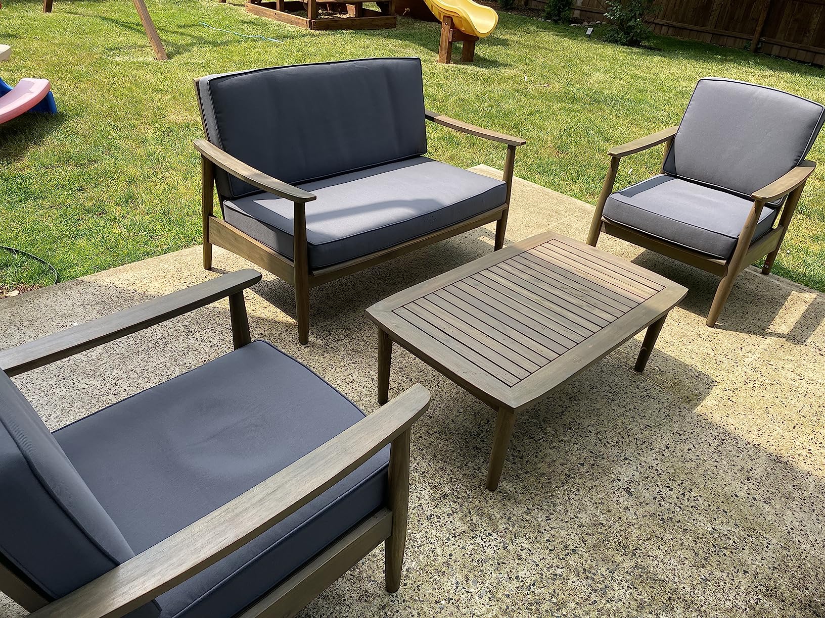 Willowbrook Outdoor 4pc Chat Set - Acacia Wood - Teak customer photo 1