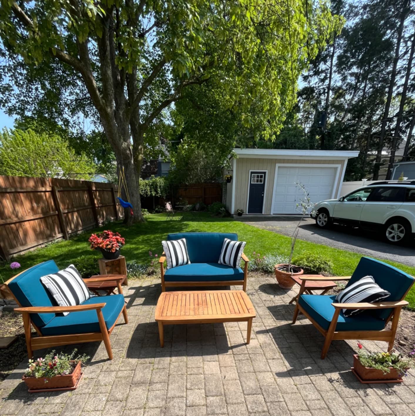 Willowbrook Outdoor 4pc Chat Set - Acacia Wood - Teak customer photo 2