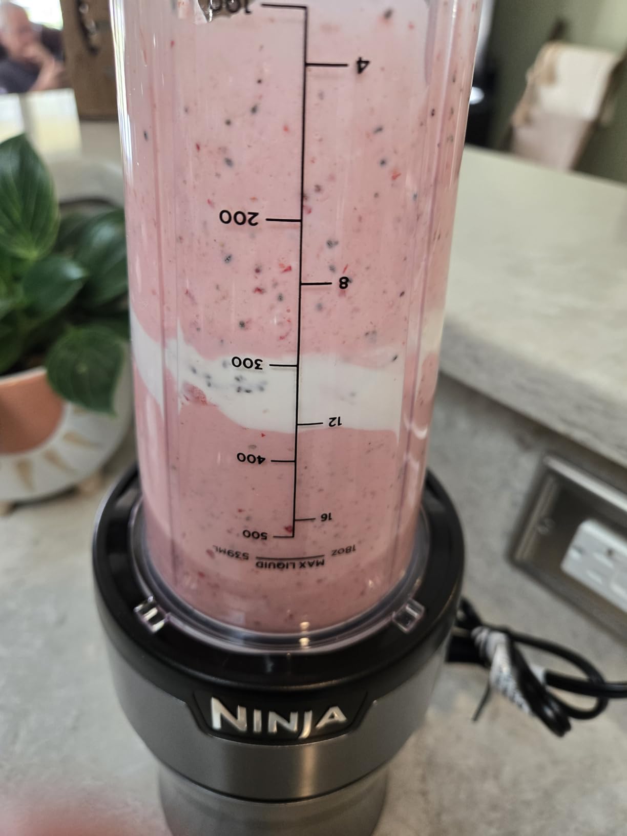 Ninja Nutri-Plus Personal Blender | Compact Push to Blend | Make Frozen Drinks, Smoothies, Sauces & More | With (3) 20 oz. To-Go Cups, (2) Spout-Lids & (1) Storage-Lid | 900 Peak Watt | Silver | BN301 customer photo 2