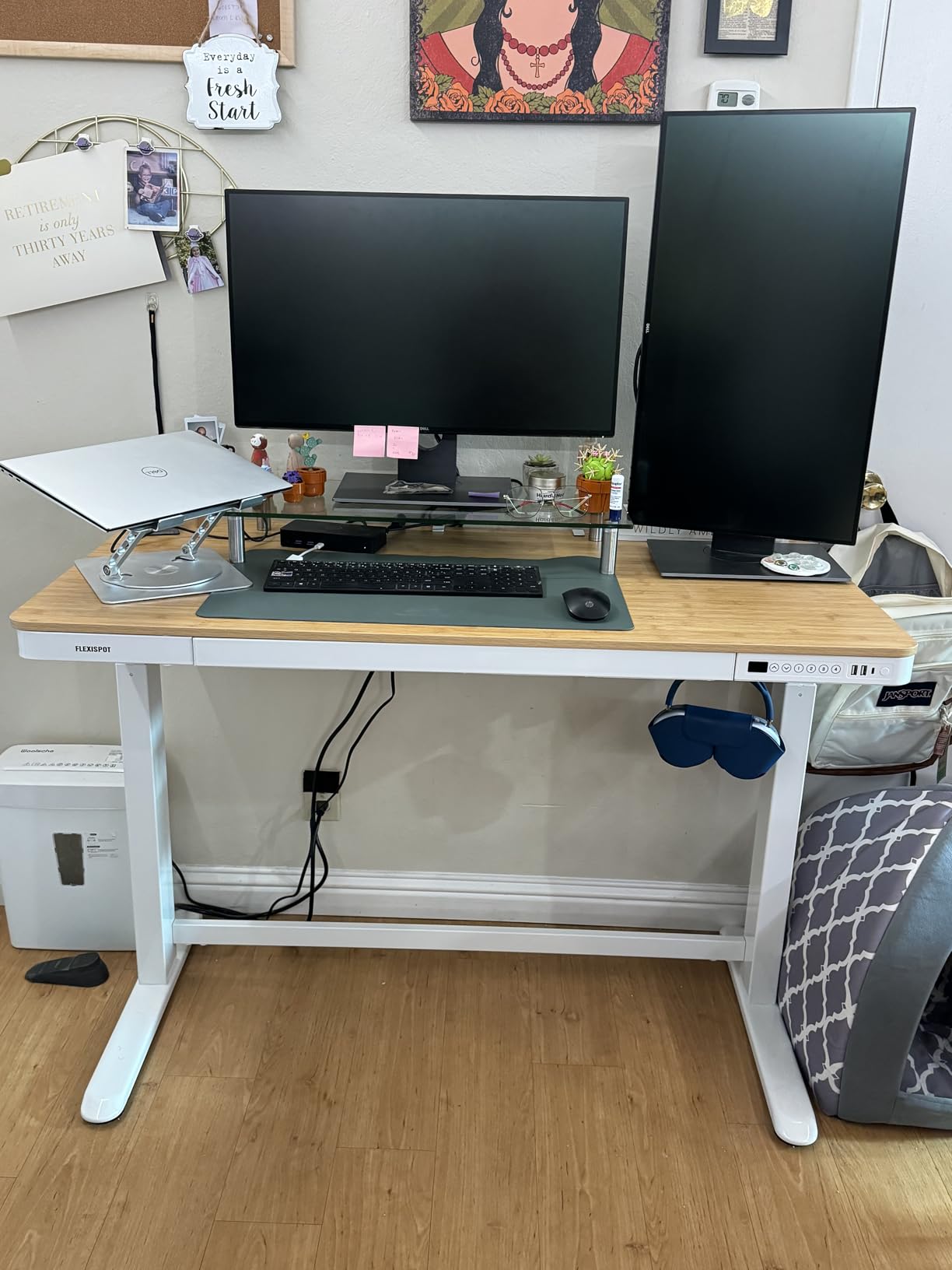 FLEXISPOT Comhar Electric Standing Desk with Drawers Charging USB Port, Height Adjustable 48