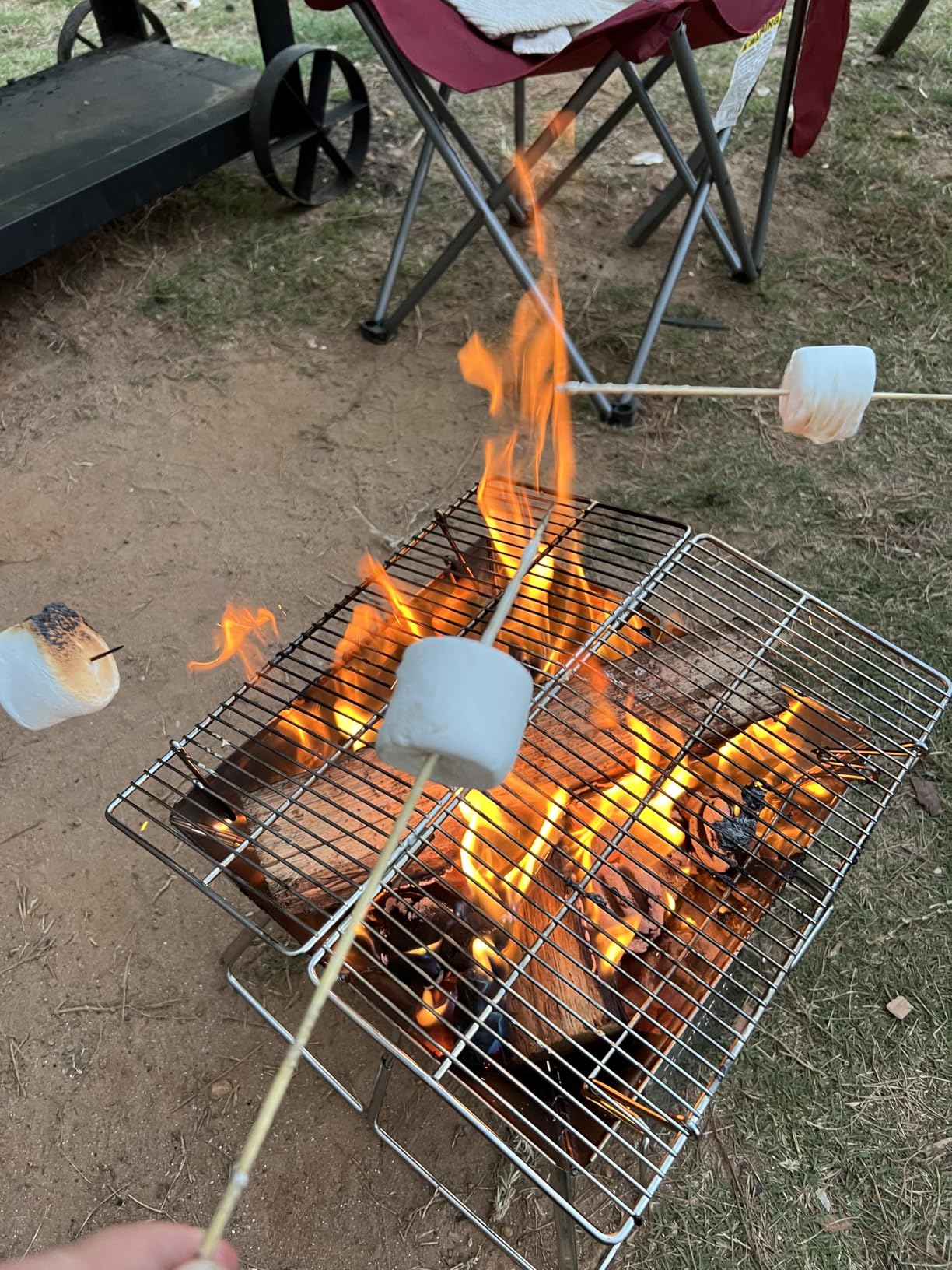 CAMPINGMOON Portable Campfire BBQ Grill 14 Inch Stainless Steel Folding Fire Pit Wood Burning Adjustable Height Outdoor Cooking RV Camping Carry Bag MT-2 customer photo 1