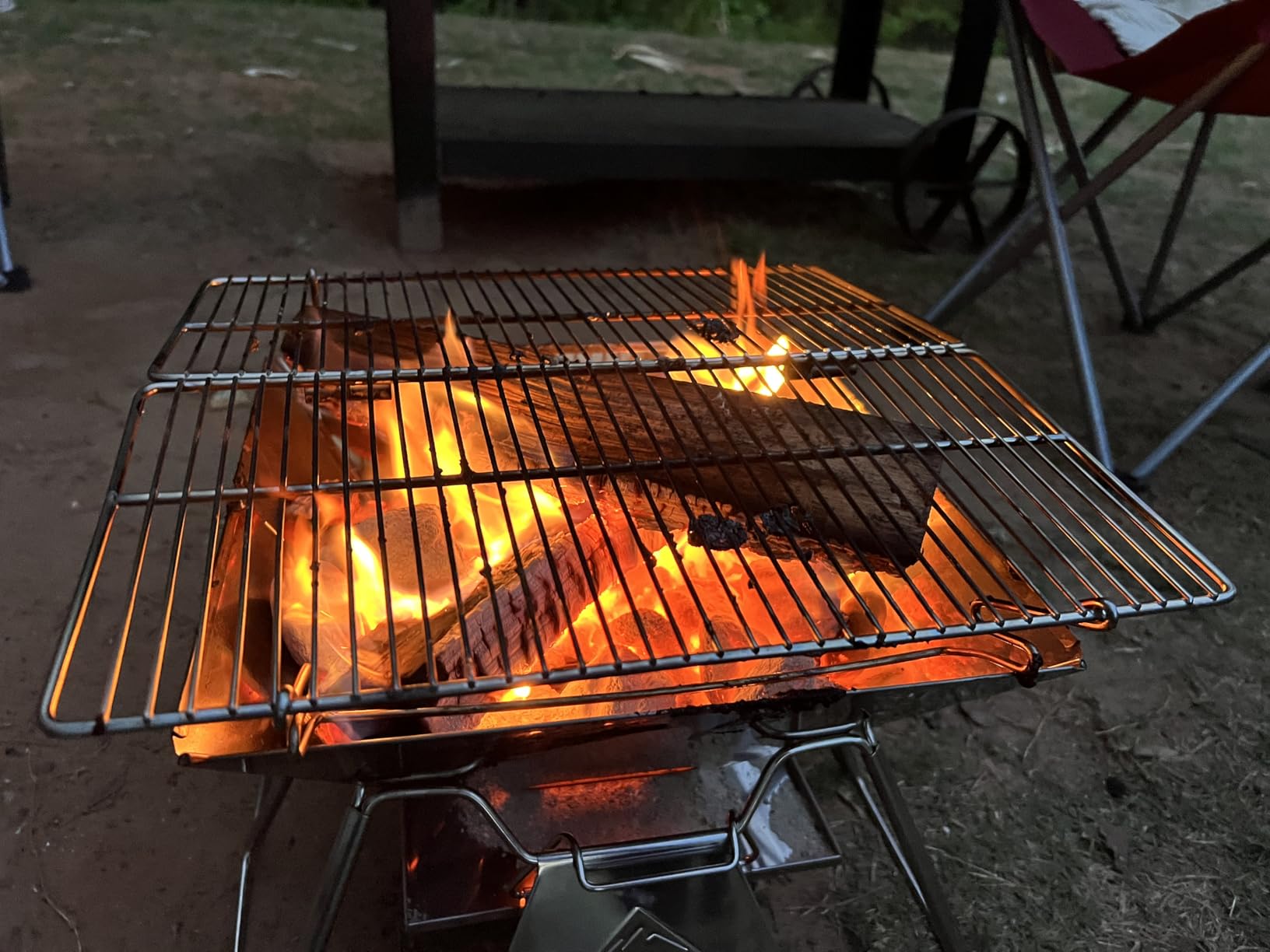 CAMPINGMOON Portable Campfire BBQ Grill 14 Inch Stainless Steel Folding Fire Pit Wood Burning Adjustable Height Outdoor Cooking RV Camping Carry Bag MT-2 customer photo 2