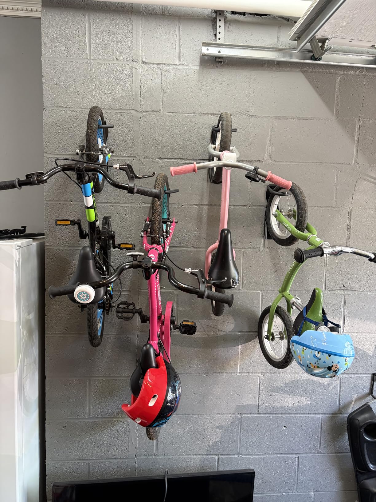 Bike Rack for Garage Wall Mount 4 Pack Vertical Bike Hooks Bicycle Hanging Hooks for Indoor Storage with Non-reversible Hooks customer photo 1