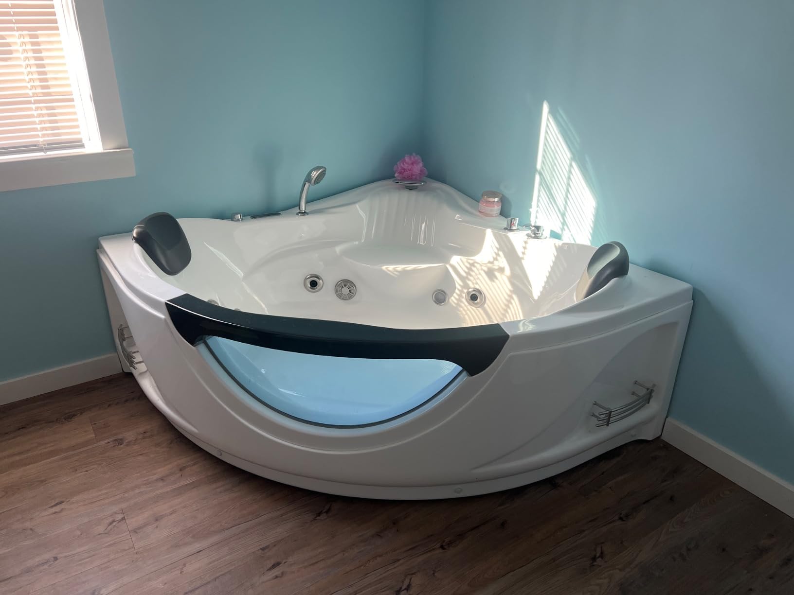 Empava Corner Whirlpool Bathtub with Heater, 2 Person 59