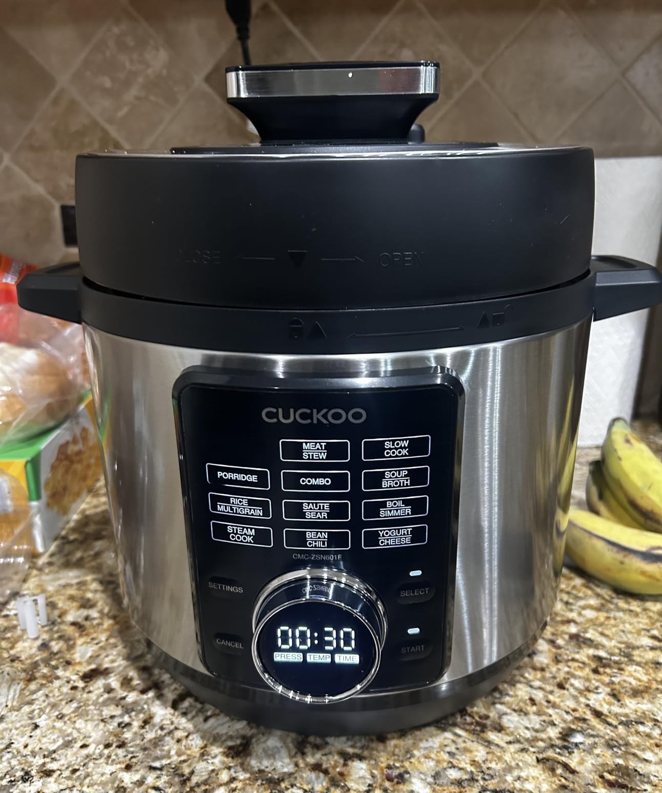 CUCKOO Pressure Cooker 10 Menu Options: Steamer, Slow Cook, Saute, Porridge, and More, User-Friendly LED Display, Stainless Steel Inner Pot, 24 Cup / 6 Qt (Uncooked) CMC-ZSN601F Black customer photo 1