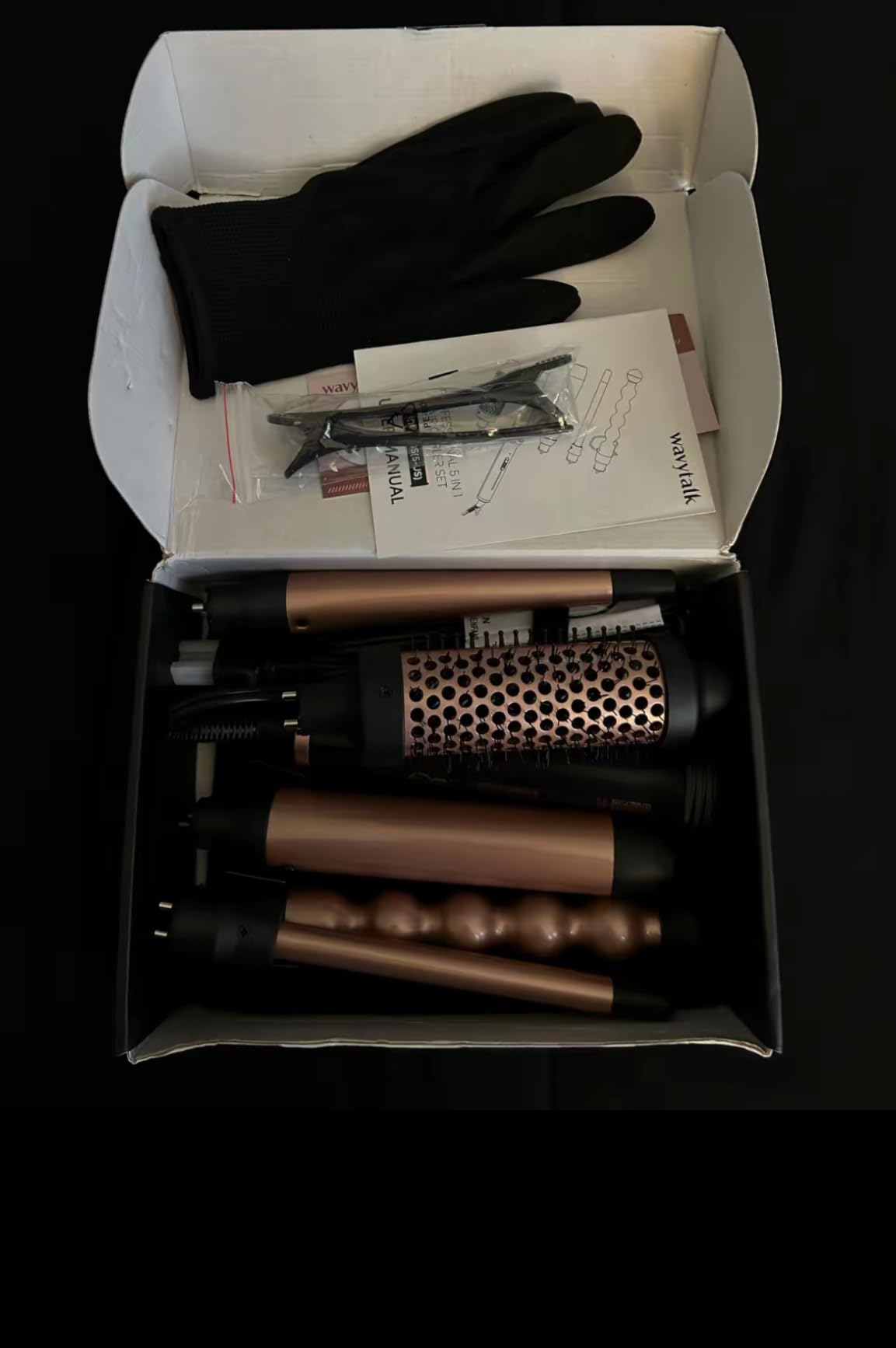 Wavytalk 5 in 1 Curling Wand Set, Multi Curl, Curling Wand Set with Thermal Brush and 4 Interchangeable Ceramic Curling Wand(0.5