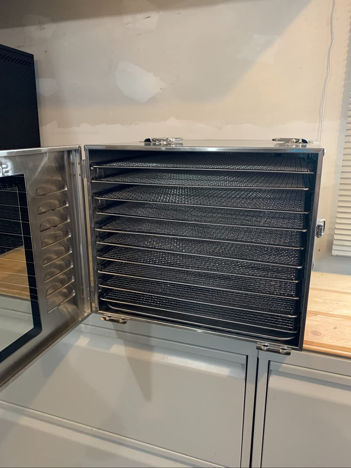 Commercial 10 Trays Food Dehydrator Machine for Jerky and Herbs Usable Area up to 24.65ft² and 194°F Temperature 1000W Detachable Stainless Steel Dryer for Meat Fruit Mushrooms Beef Food Silvery customer photo 2