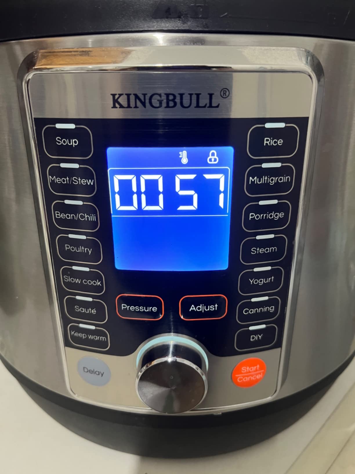 KINGBULL 14-in-1 Electric Pressure Cooker 8 Quart, Stainless Steel Multi Cooker with LCD Display and Knob Control, Slow Cooker, Rice Cooker, Steamer, Sauté, Yogurt Maker, Warmer, DIY Mode customer photo 1