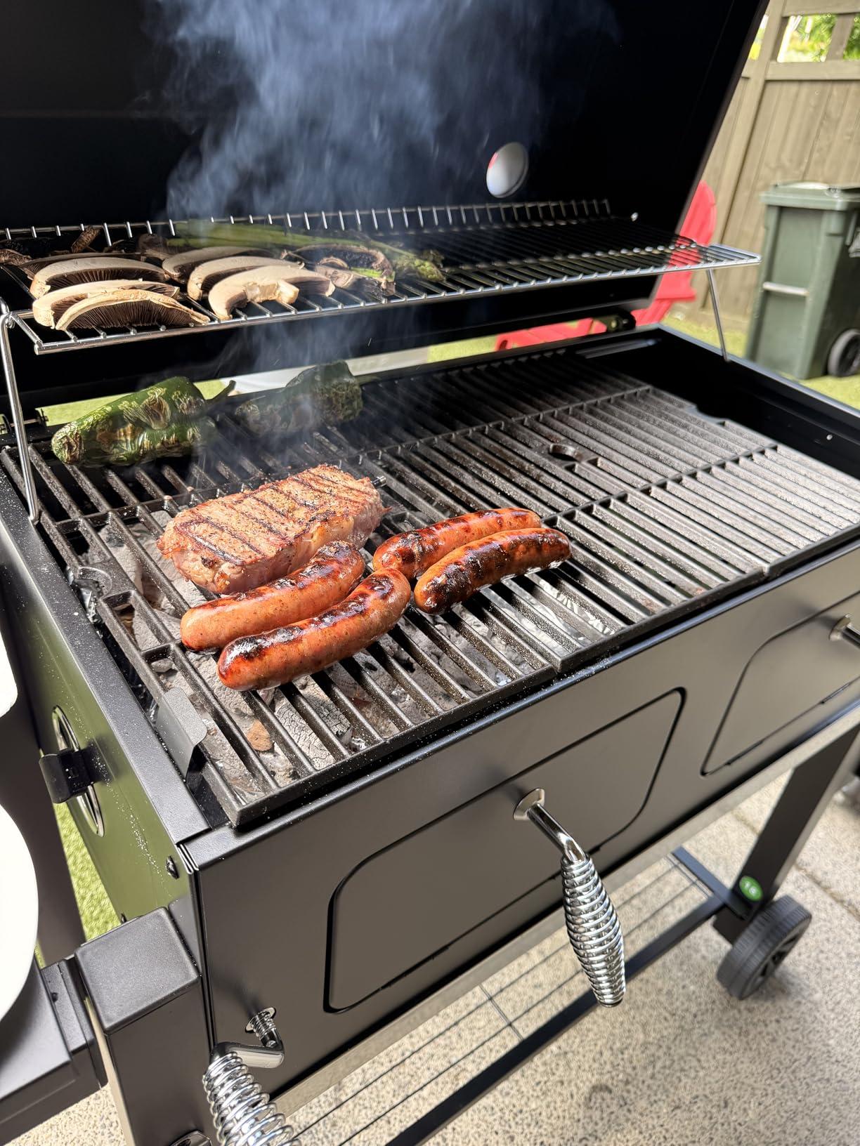 Captiva Designs Extra Large Charcoal BBQ Grill with Oversize Cooking Area (794 SQIN), Outdoor Cooking Grill with 2 Individual Lifting Charcoal Trays and 2 Foldable Side Tables customer photo 1