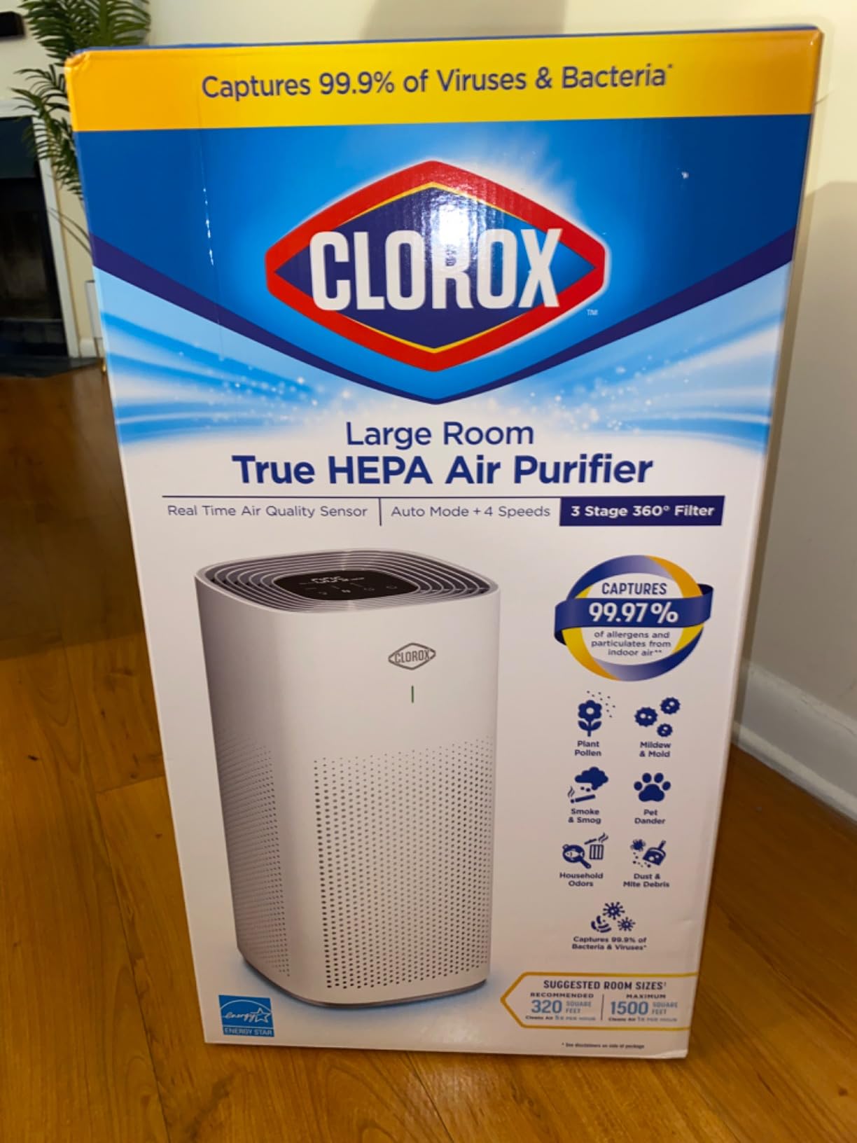 Clorox HEPA Air Purifiers for Home, True HEPA Filter, Medium Rooms Up to 1,000 Sq Ft, Removes 99.9% of Mold, Viruses, Wildfire Smoke, Allergens, Pet Allergies, Dust, AUTO Mode, Whisper Quiet customer photo 1