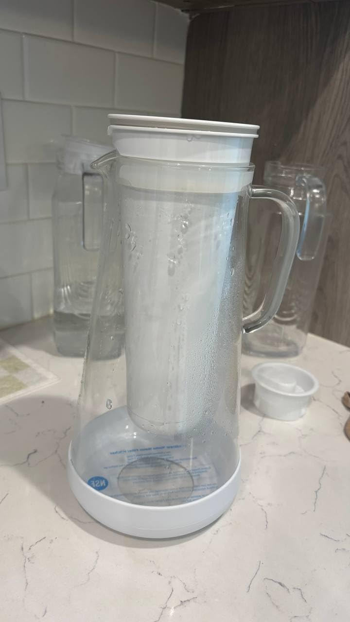 LifeStraw Home Water Filter Pitcher, 7-Cup, Glass with Silicone Base, White, for Everyday Protection Against Bacteria, Parasites, Microplastics, Lead, Mercury, PFAS and a Variety of Chemicals customer photo 2