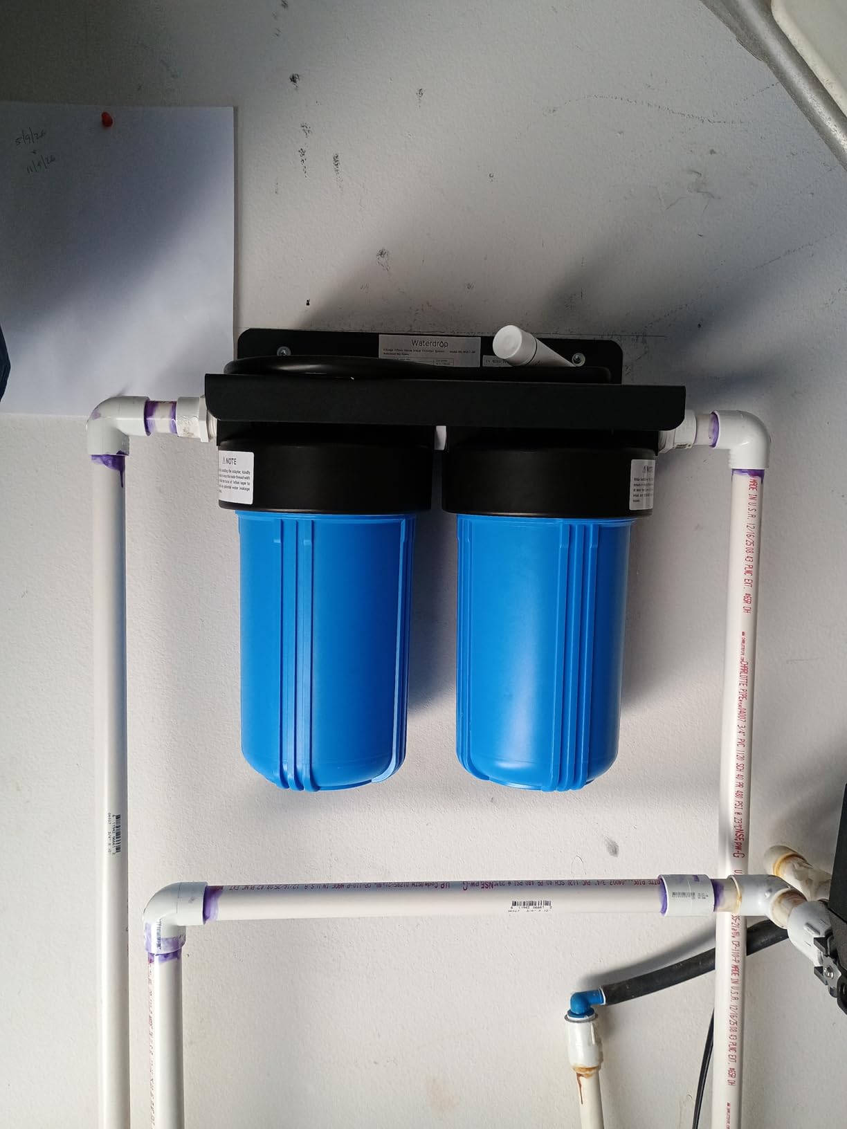 Waterdrop WHF21-FG 2-Stage Whole House Water Filter System, 5 Micron | Reduces Iron & Manganese, Lead, Chlorine, Odor, Ideal for Well Water, with Carbon and Sediment Filters, 1