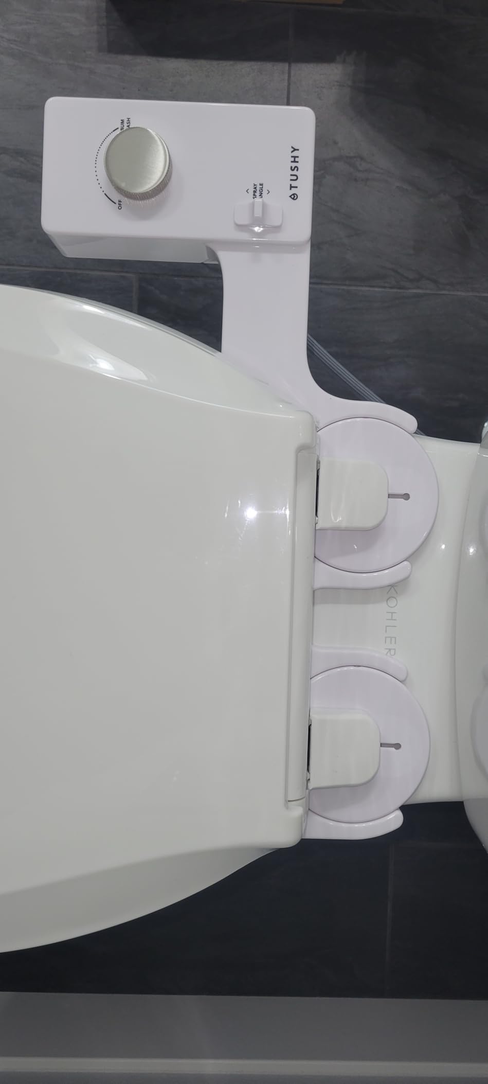 TUSHY Classic 3.0 Bidet Toilet Seat Attachment - a Non-Electric Self Cleaning Water Sprayer with Adjustable Water Pressure Nozzle, Angle Control & Easy Home Installation (Bamboo Knob) customer photo 2