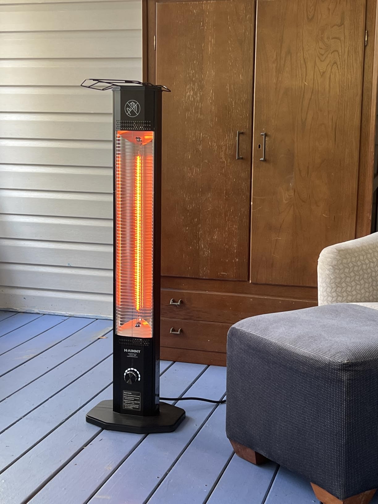 Haimmy 42in Infrared Tower Heater with Remote, 9 Heat Levels, 9H Timers, 1500W Instant Heating, Safety Lock, Tip-Over & Overheat Protection, IPX5 Waterproof Outdoor Electric Patio Heater customer photo 1
