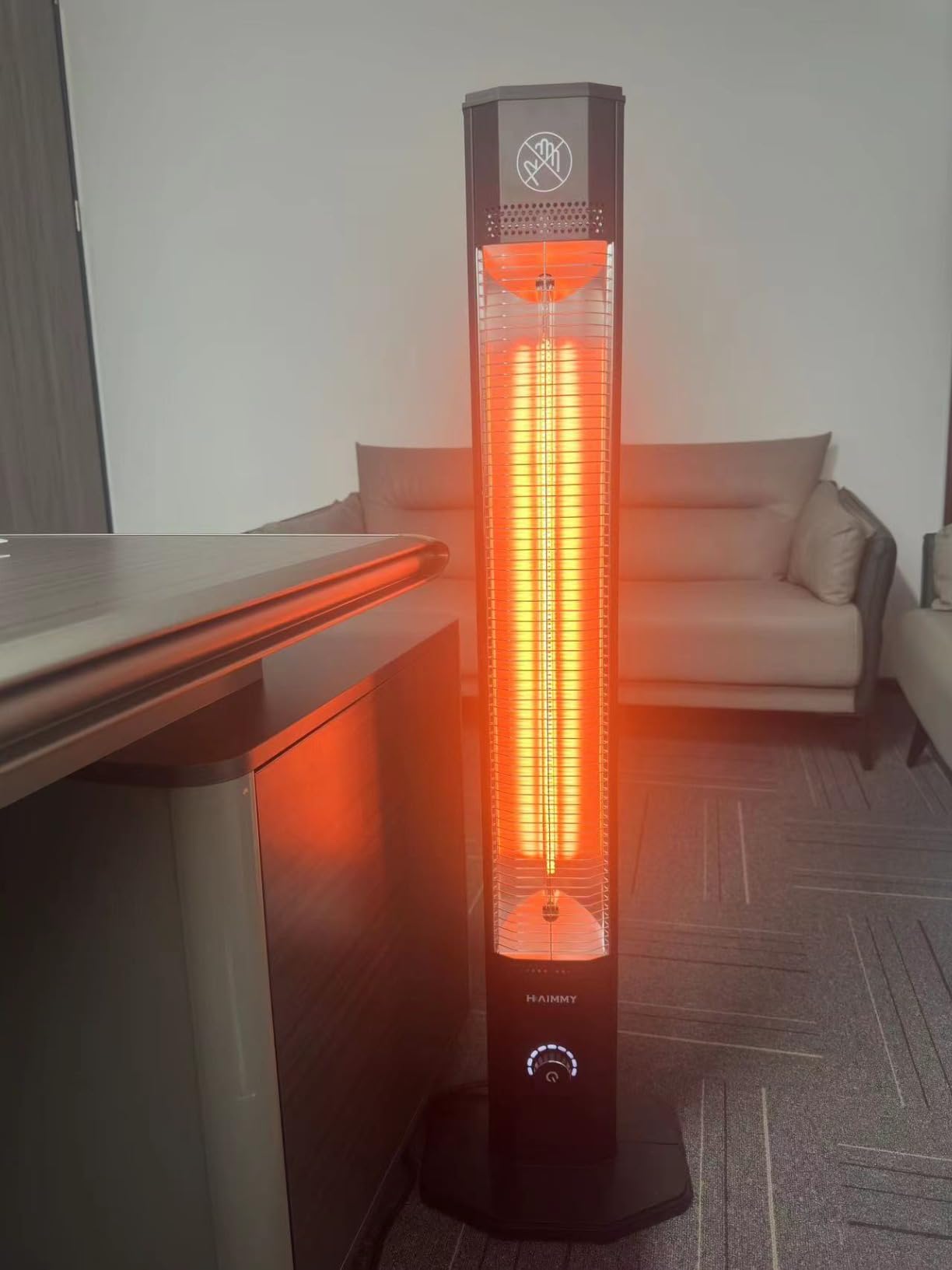 Haimmy 42in Infrared Tower Heater with Remote, 9 Heat Levels, 9H Timers, 1500W Instant Heating, Safety Lock, Tip-Over & Overheat Protection, IPX5 Waterproof Outdoor Electric Patio Heater customer photo 2