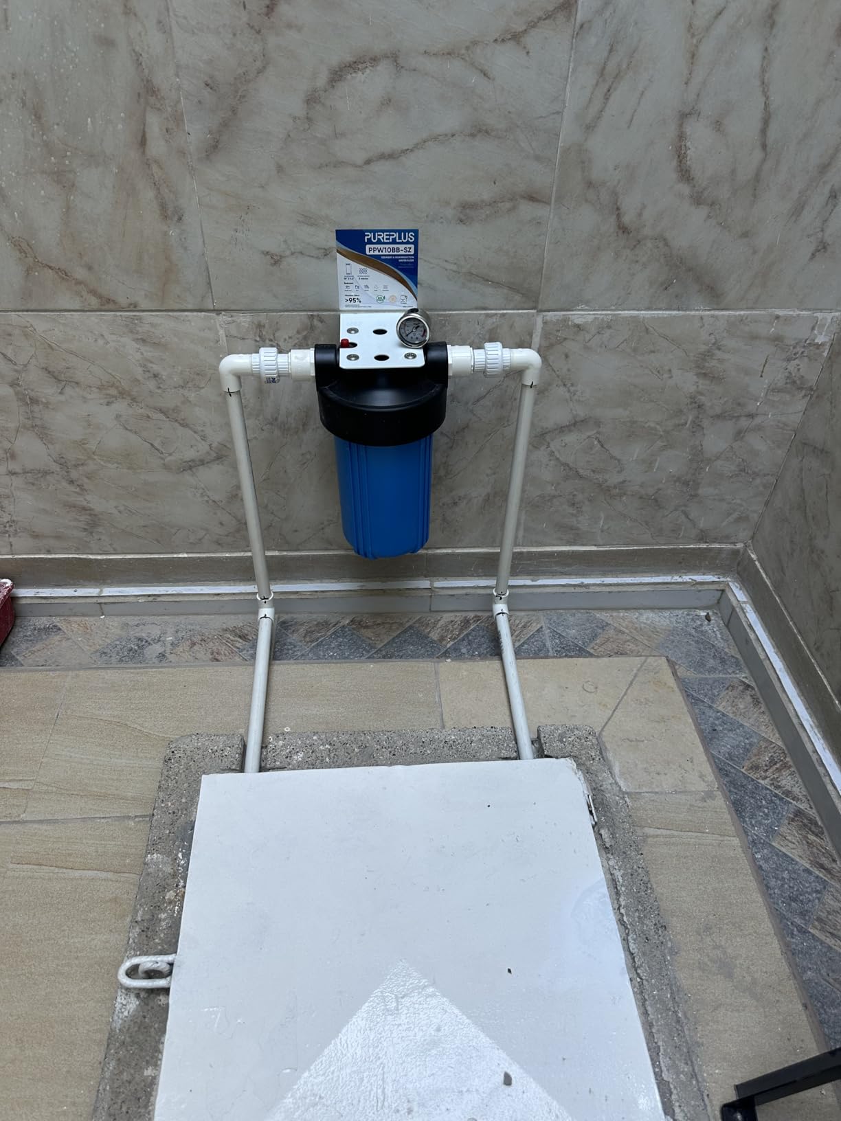 PUREPLUS 1-Stage Whole House Water Filter, with Iron Manganese Reducing Water Filter, for Well Water, 10