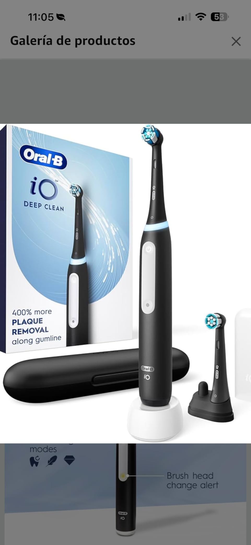 Oral-B Rechargeable Electric Toothbrush, iO5 Limited Deep Clean & Whiten, 5 Cleaning Modes, Visual Pressure Sensor to Protect Gums, Travel Case, 3 Brush Heads, Black customer photo 1